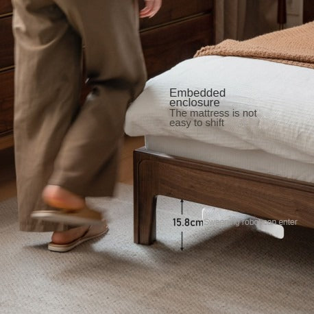 Solid Black Walnut Wood Bed Frame - Chinese Retro Style Queen/King Size Platform Bed with Storage | Durable Hardwood Bedroom Furniture for Master Bedroom, Guest Room & Airbnb