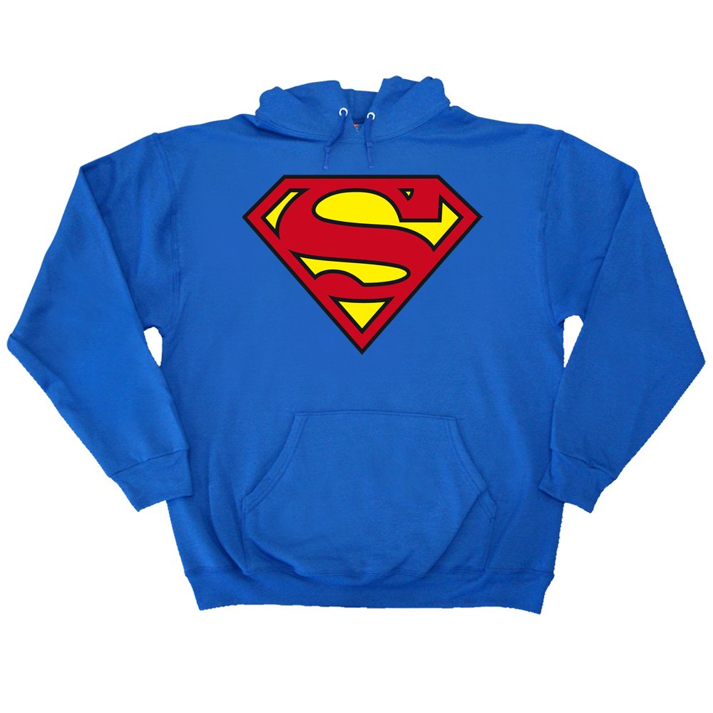 Superman Classic Logo Adult Hoodie - Blue, Size L | Superhero Apparel for Men & Women | Perfect for Cosplay, Comic Con & Casual Wear