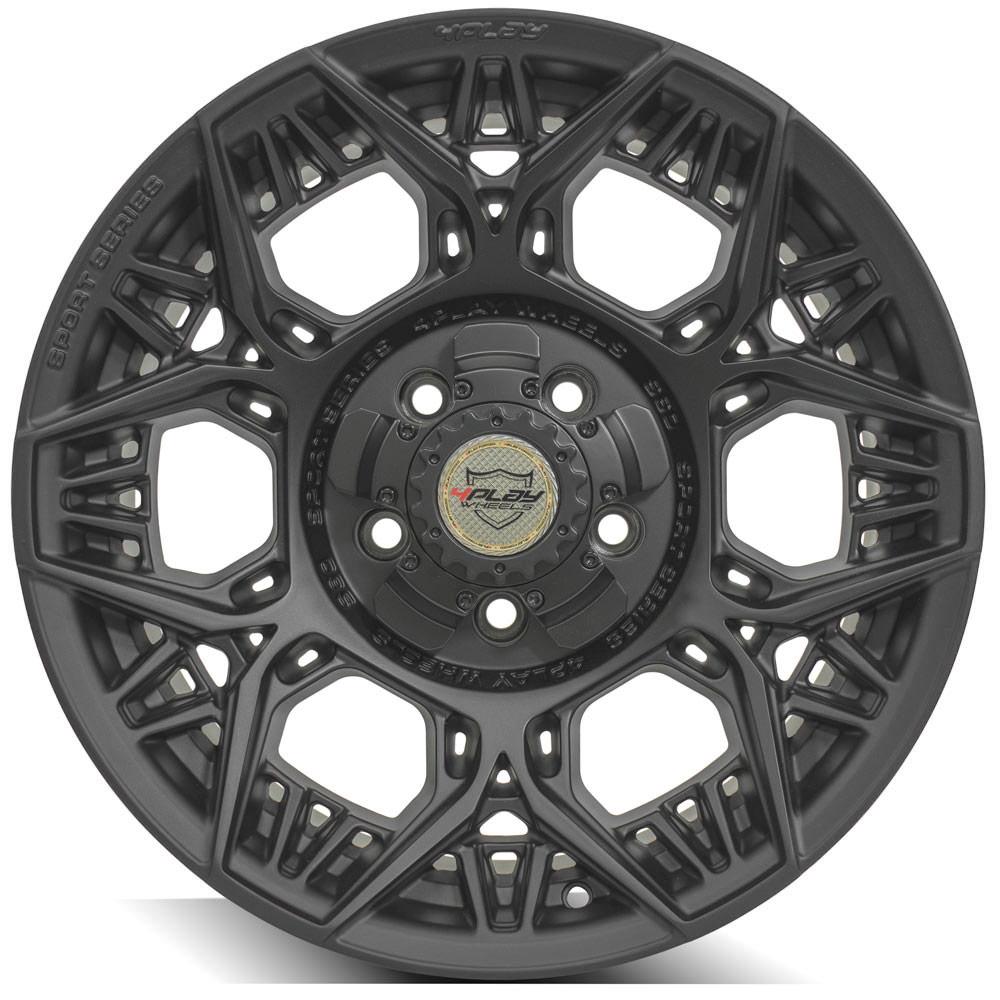 4Play Sport Series 4PS60 Satin Black Wheel 17x9.0 0 Offset 5x127/5x139.7mm 87.1mm Hub - Durable Alloy Rims for Off-Road Trucks & SUVs - Perfect for Trail, Mud & Rock Crawling Adventures