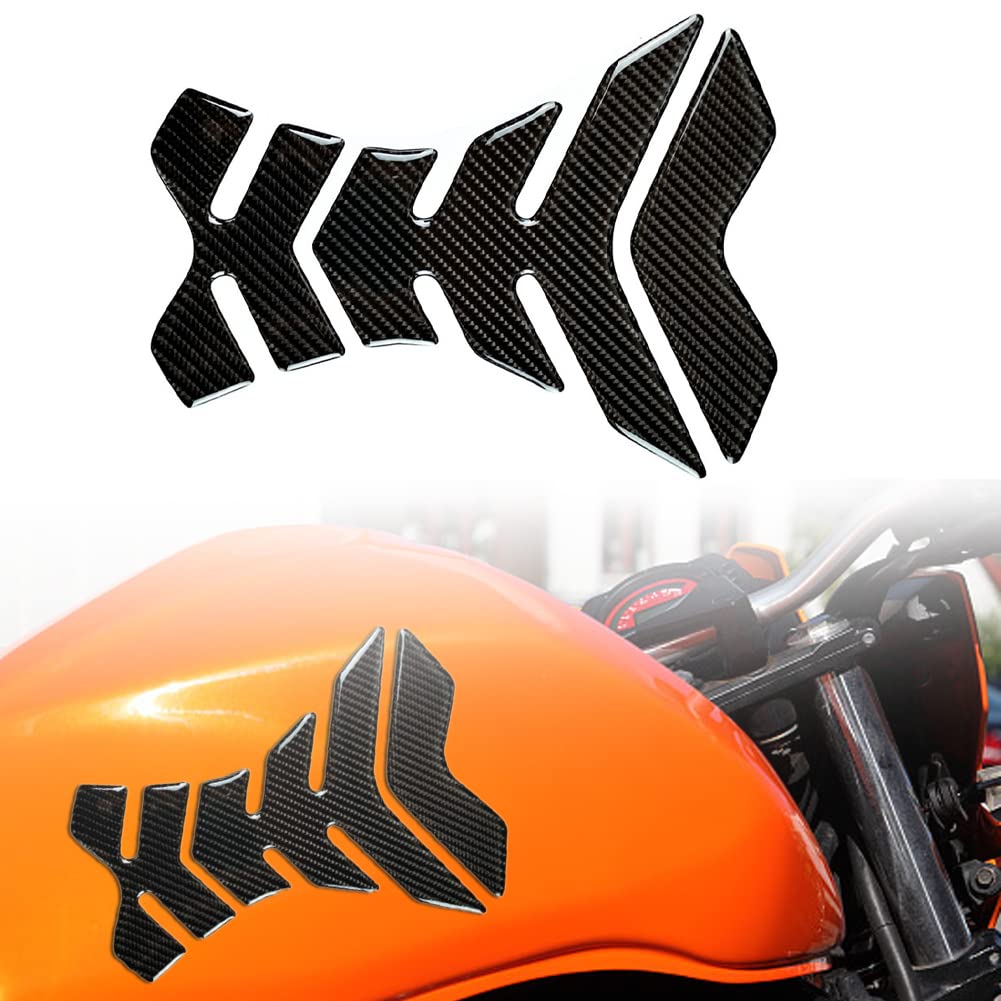 Carbon Fiber 3D Motorcycle Tank Pad Protector - Universal Gas/Oil Fuel Tank Sticker - Scratch Resistant Decal for Harley, Yamaha, Honda - Perfect for Cruiser & Sport Bike Protection