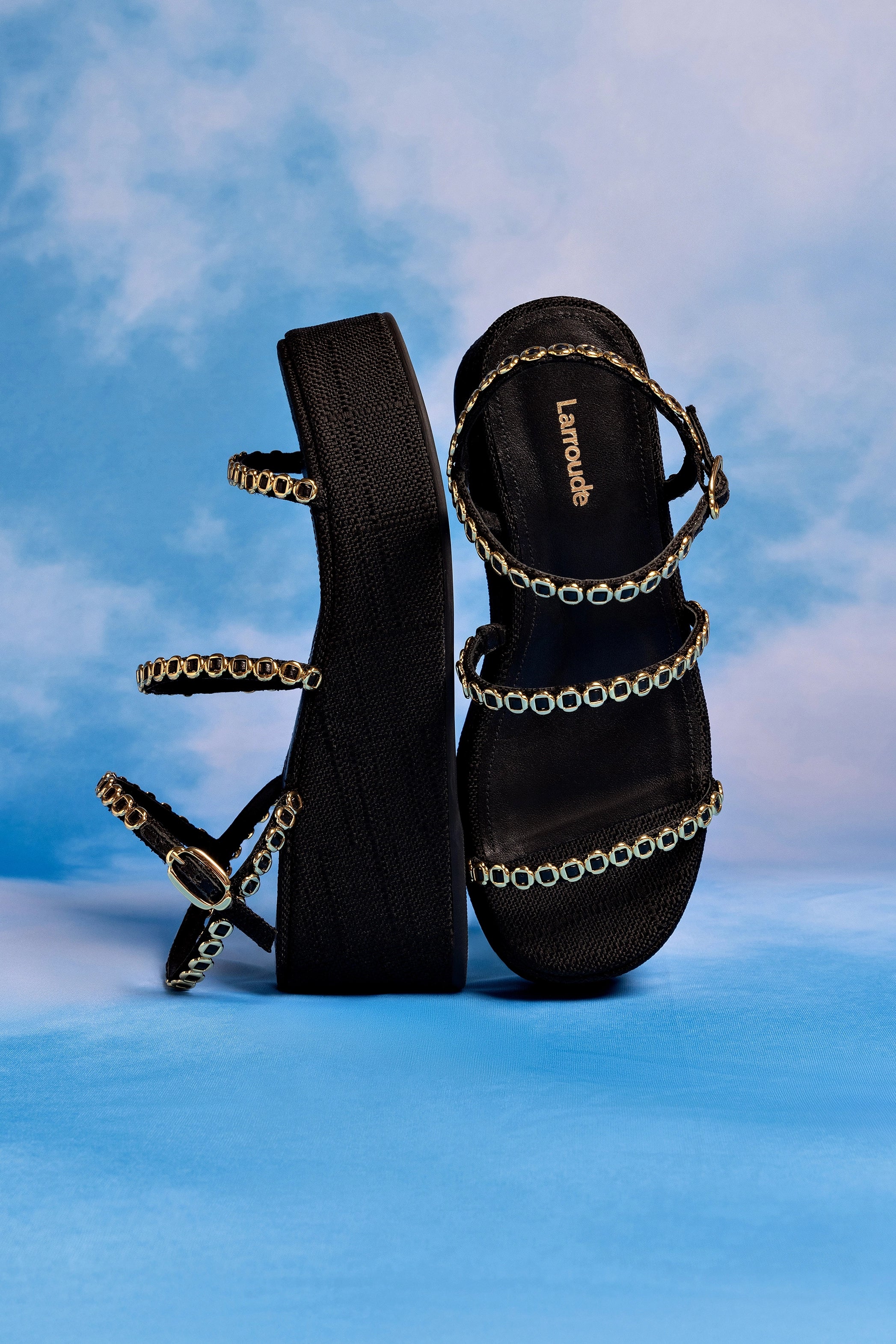 Gio Milanina Black Raffia Flatform Sandals for Women - Comfortable Summer Beach Wedge Sandals for Outdoor Walking & Vacation