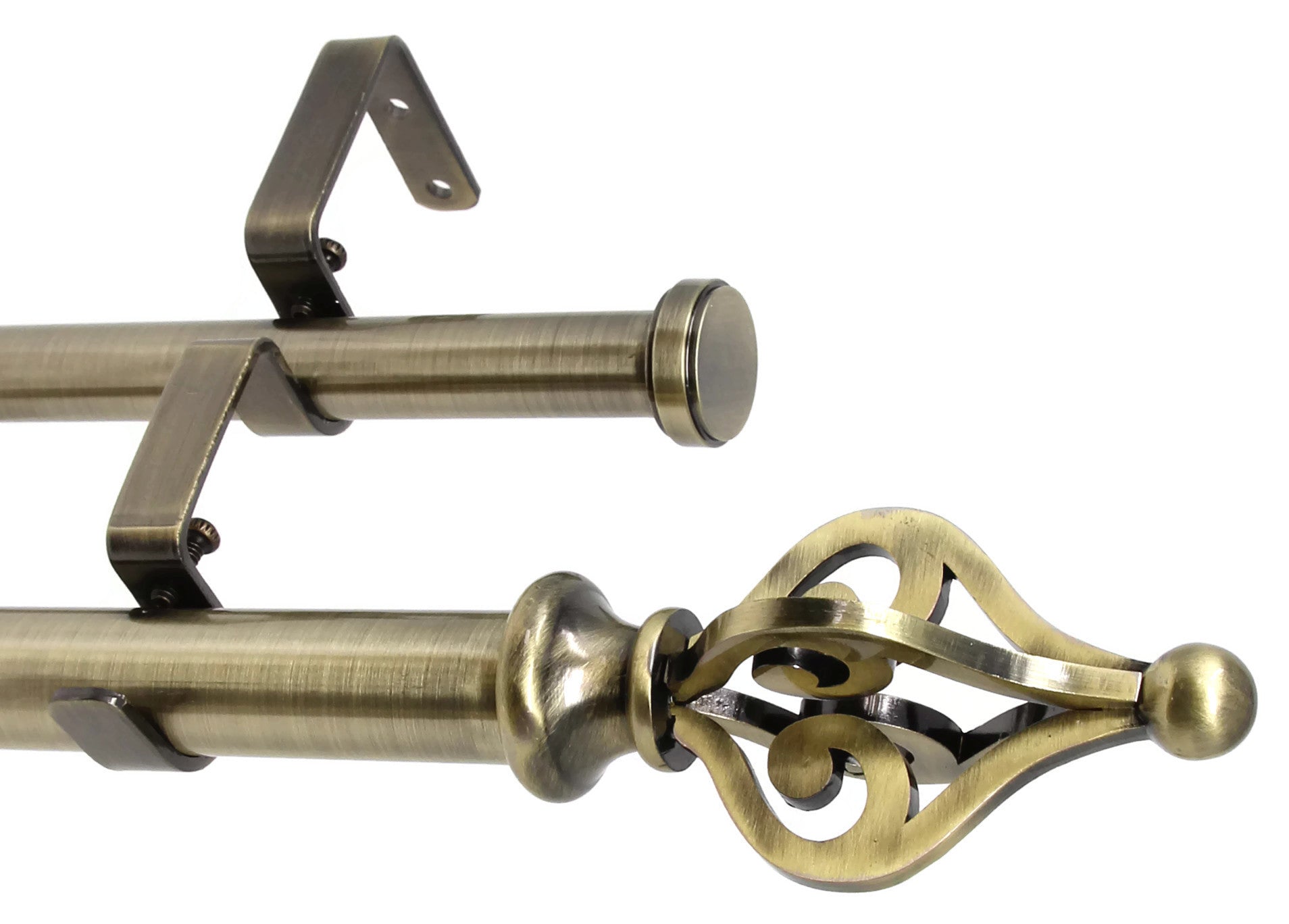 Urbanest Portia Flat Button 1 3/4 Inch Double Drapery Curtain Rod Set - Elegant Window Treatment for Living Room, Bedroom & Dining Room Decor