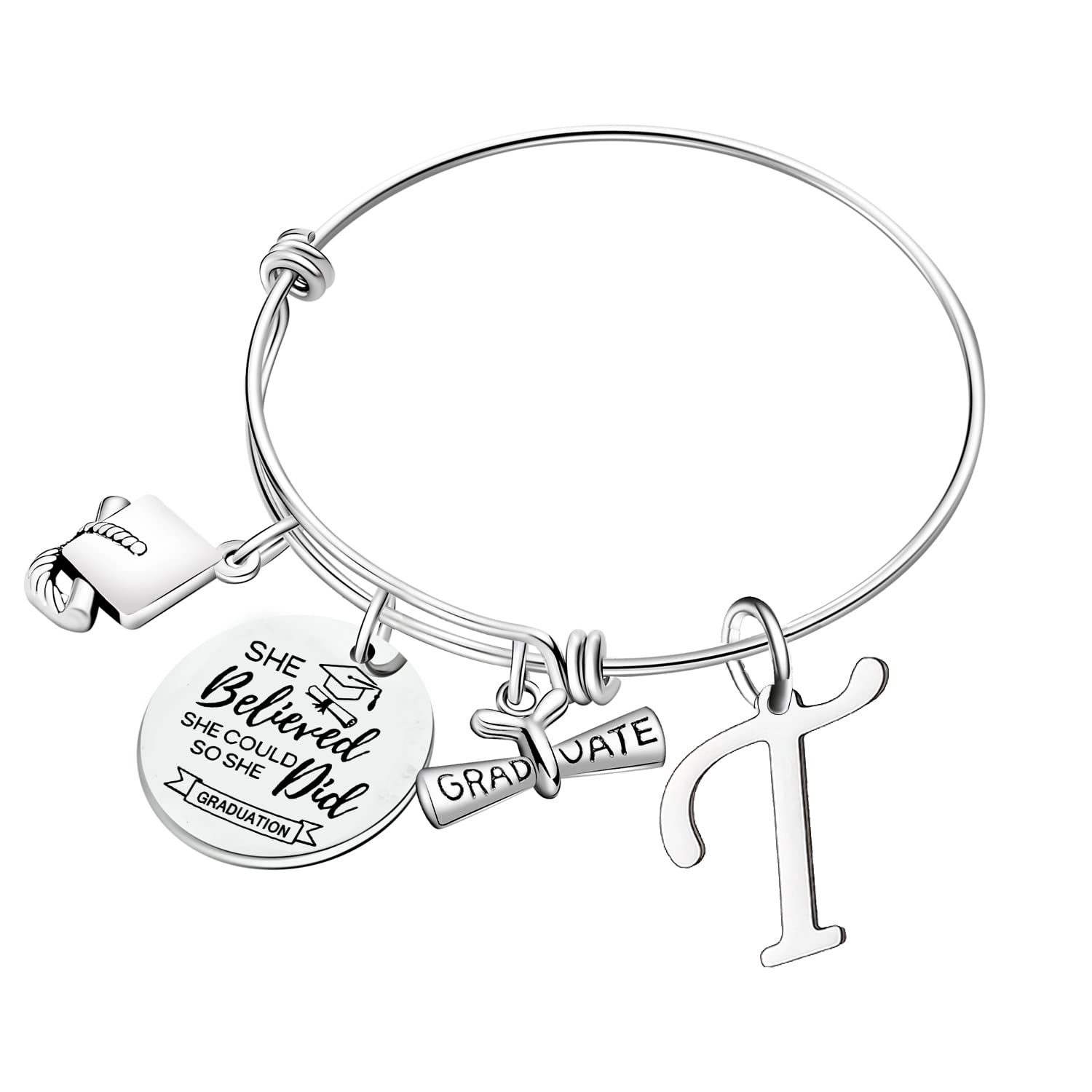 Personalized Graduation Bracelet for Women - Custom Initial Jewelry Gift for Daughter, Granddaughter, Sister - Perfect High School & College Graduation Present for Her - Great for Ceremonies, Parties & Memory Keepsakes