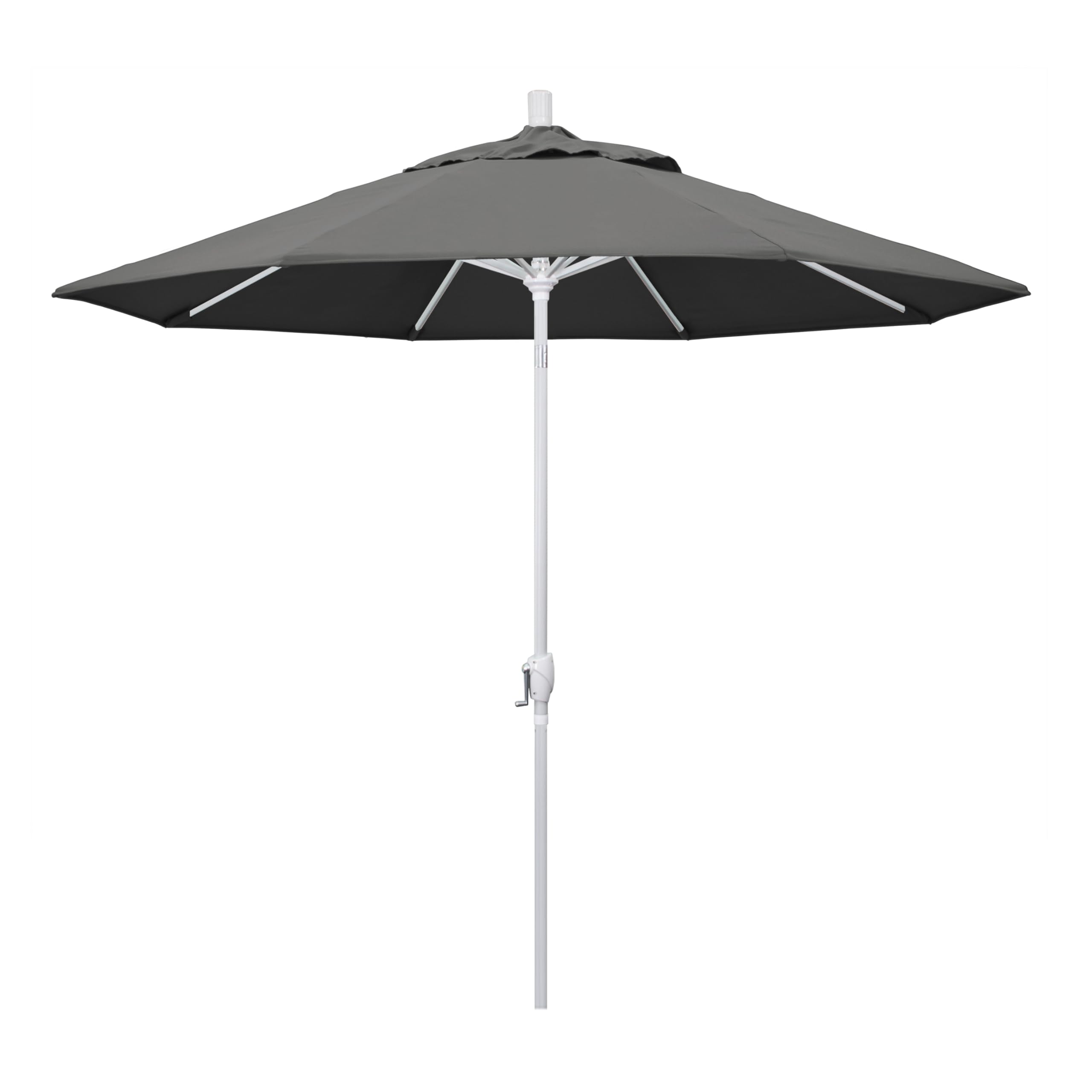 9' Round Aluminum Market Umbrella with Crank Lift & Tilt - White Pole Charcoal for Patio & Outdoor Dining