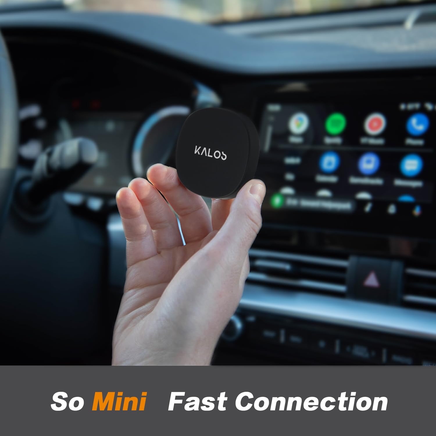 KALOS Wireless Android Auto Adapter - Plug & Play, Auto-Connect for Android 11+ & Cars 2015+ | Convert Wired to Wireless CarPlay | Fast Connection for Safer Driving & Hands-Free Navigation
