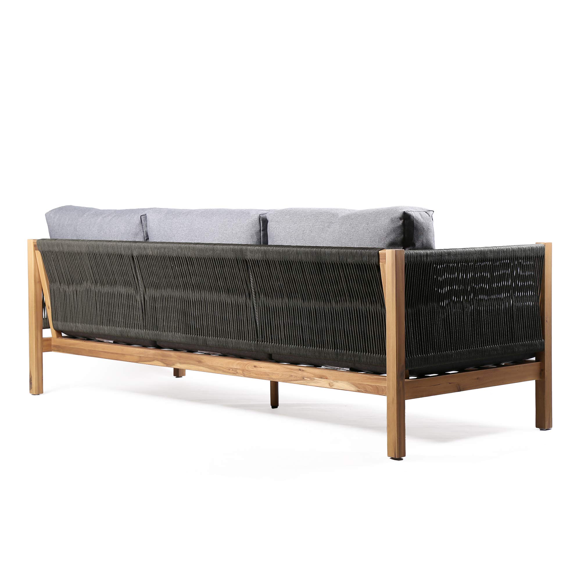 Armen Living Sienna 4-Piece Acacia Wood Outdoor Patio Sofa Set - Teak & Gray Weather-Resistant Furniture for Garden, Poolside, or Backyard Relaxation