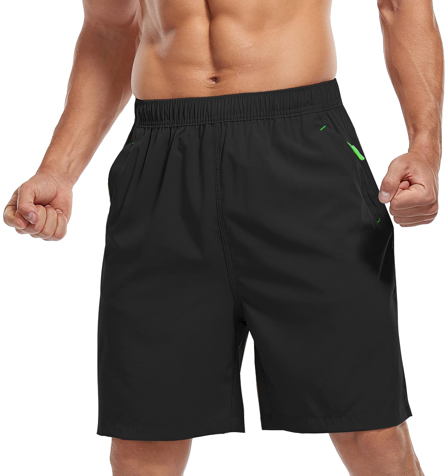 SPOSULEI Men's Quick-Dry Hiking Shorts - Water Resistant Lightweight Athletic Shorts with Zipper Pockets for Outdoor Running, Camping & Summer Activities