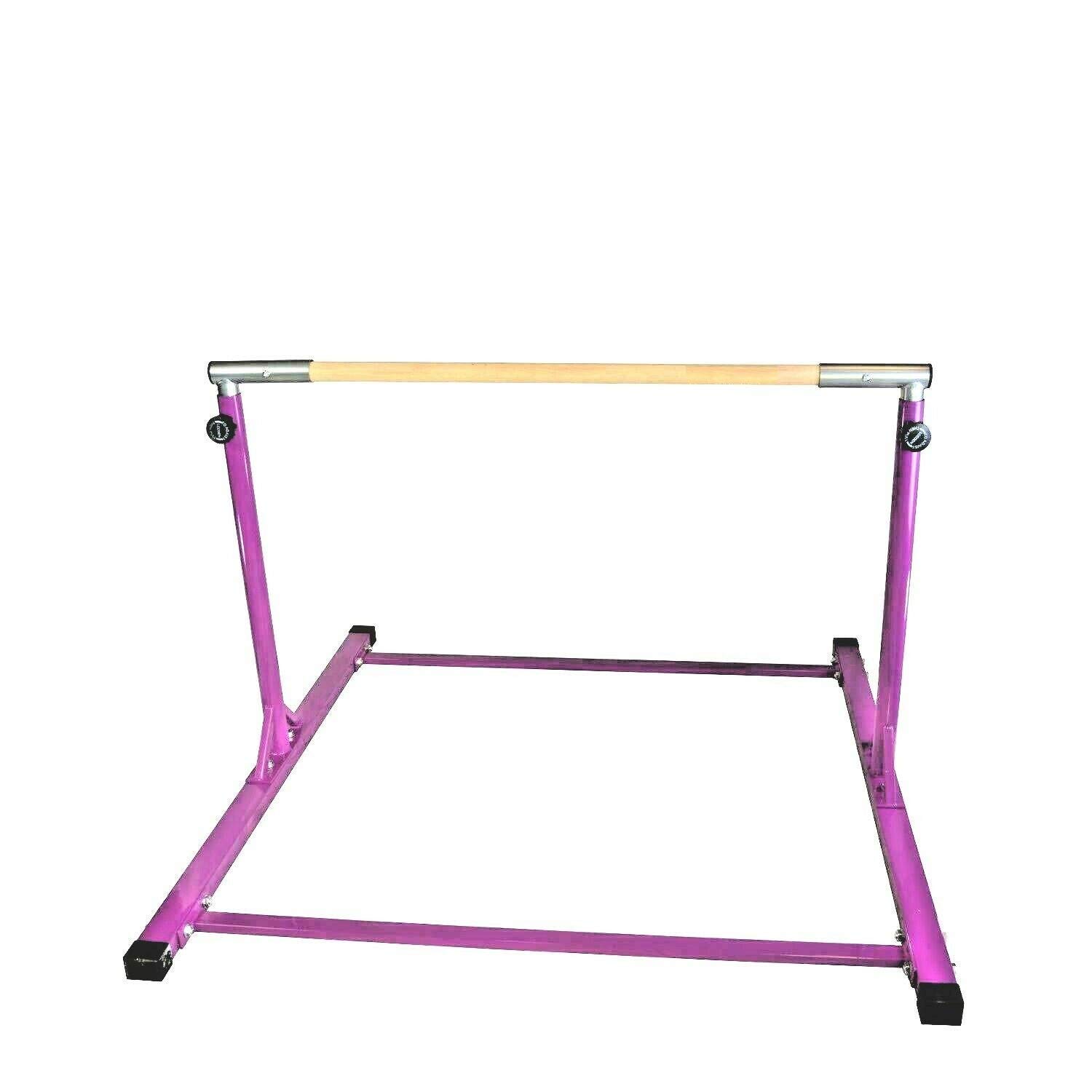 Professional Adjustable Kip Bar Jungle Gym - 3 to 5 FT Height Expandable Horizontal Gymnastics Bar for Junior Training (Purple) - Perfect for Home Gyms, Backyard Play & Kids Fitness Development