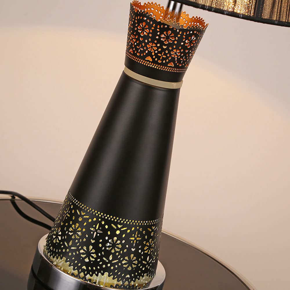 Modern Metal Nightstand Lamp with Fabric Shade - E27 1-Light Table Lamp for Kids Room, Bedside, Desk, or Vanity - 22.85 Inch Height Home Decor Lighting Fixture - Perfect for Bedrooms, Living Rooms, and Cozy Reading Nooks