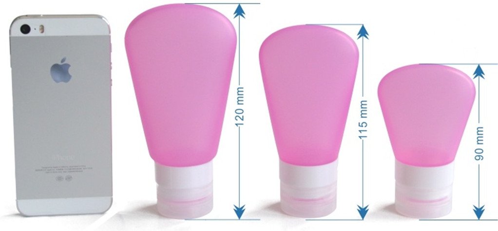 3 Pack Travel Size Silicone Squeeze Bottles - 1 OZ Food Grade Leak Proof Containers for Shampoo, Conditioner, Lotion, Toiletries & Condiments (Pink, White, Blue) - Perfect for Gym, Travel, Camping & Home Use