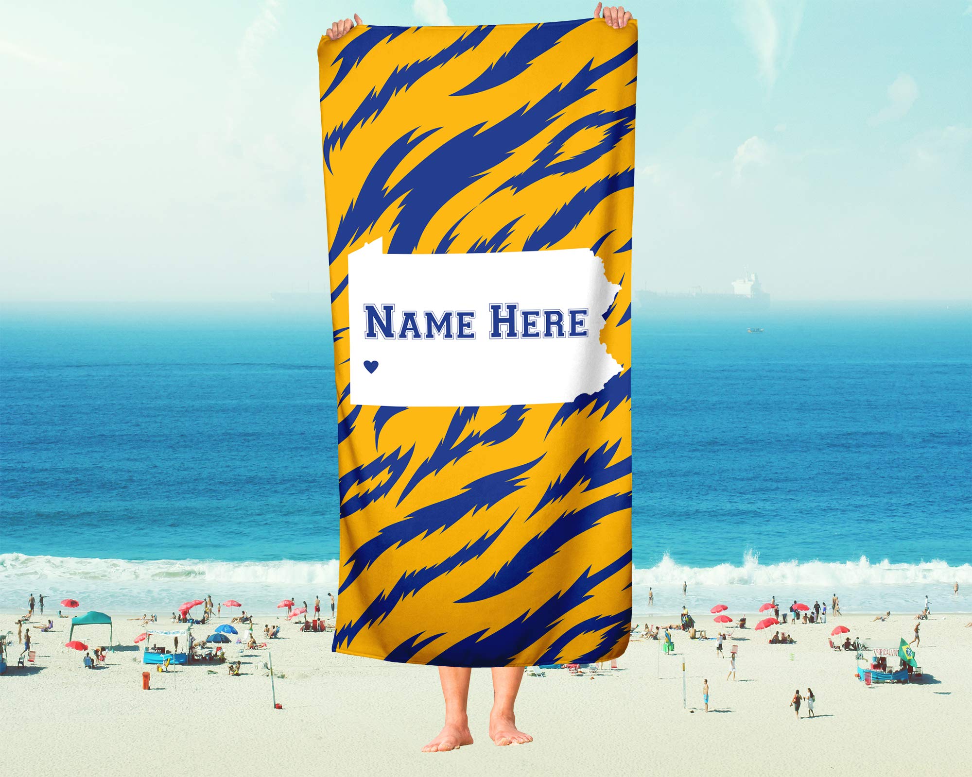 Custom Pittsburgh Pennsylvania State Pride Beach & Bath Towel - Personalized Medium & Large Towels for Adults & Kids - Perfect for College Football, Basketball Fans, Pool Parties & Home Decor