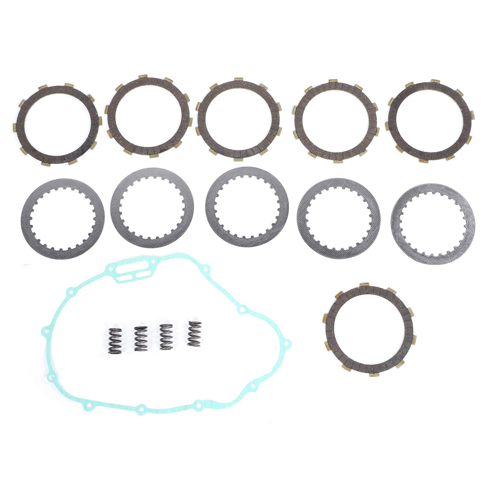 Ymiko Clutch Friction Plate Kit - Compatible with Honda Sportrax 300 TRX300EX TRX300X 2x4 - Includes Disks, Springs & Gasket (Part# 11394-HM3-670) - ATV Clutch Replacement for Off-Road & Trail Riding
