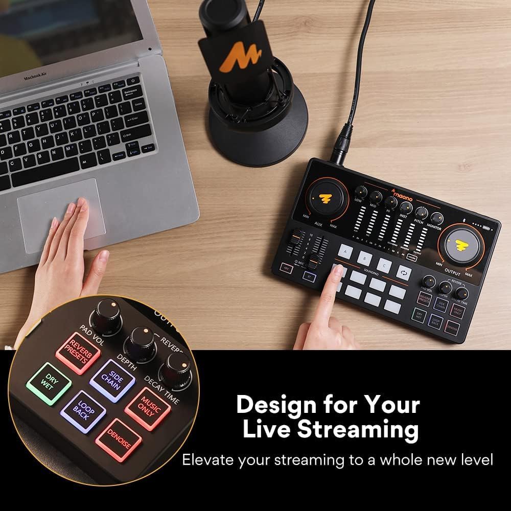 MAONO AME2 Duo Podcast Equipment Bundle - All-in-One Audio Interface with Premium Mic Preamp, XLR Condenser Microphone & 3.5MM Mic for Podcasting, Streaming, DJ, YouTube, Gaming & Home Studio Recording