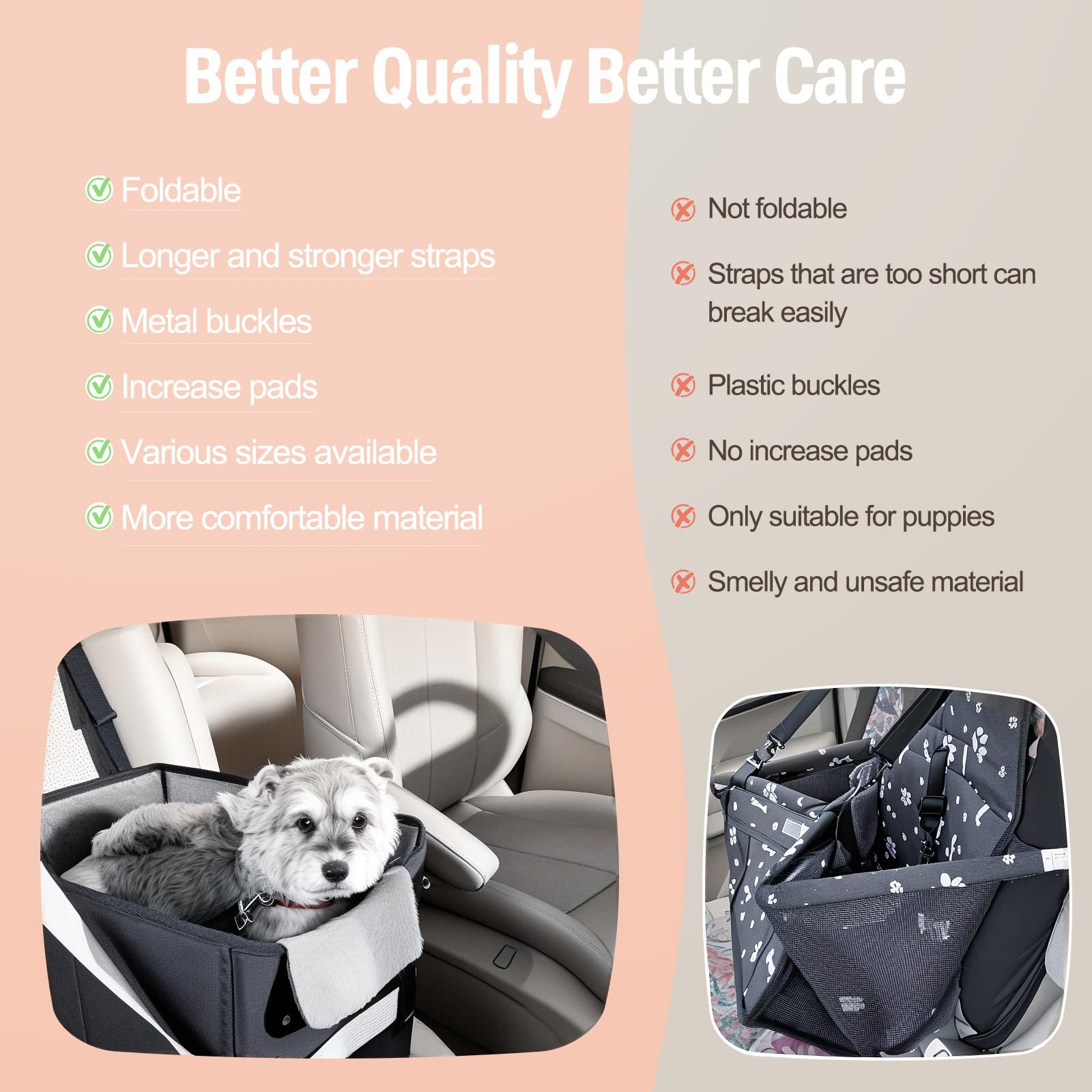 Premium Dog Car Seat for Small & Medium Dogs - Portable Pet Booster Seat with Safety Harness & Thick Cushion - Supports Pets Up to 25lbs (Black) - Perfect for Road Trips, Vet Visits & Daily Commutes