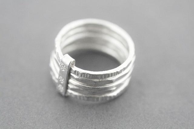 5 in 1 Silver Stacker Rings for Women - Adjustable Minimalist Stackable Rings Set - Perfect for Layering, Everyday Wear & Gift Giving