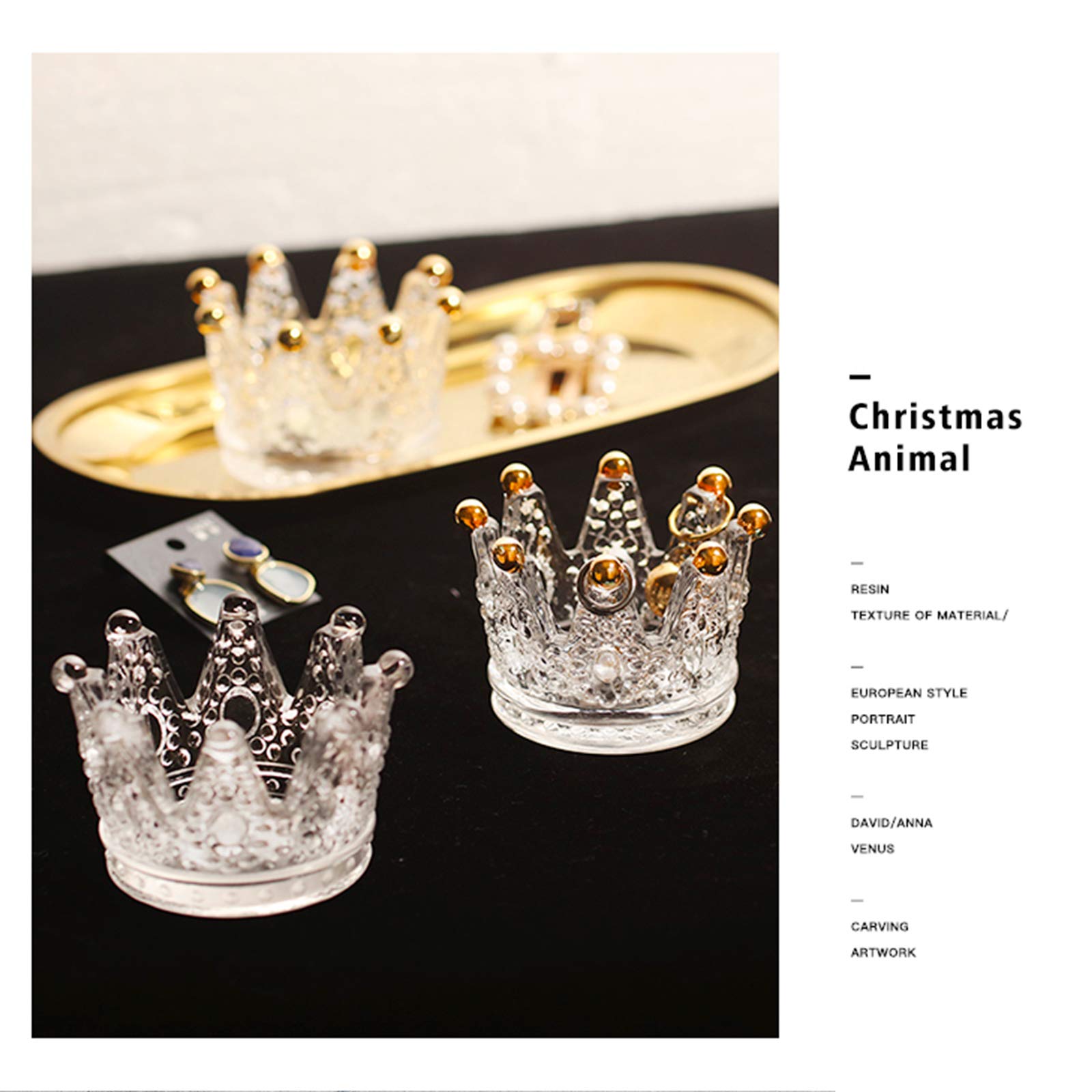 1PCS Clear Crown Votive Candle Holder - Mini Tea Light Candlestick for Weddings, Parties & Home Decor - Jewelry Ring Holder & Royal Theme Decoration (Perfect for Centerpieces, Tablescapes & Gift Giving)