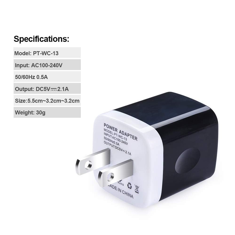 Sicodo 3-Pack USB Wall Charger with Dual Port - Fast Charging Cube Power Adapter for iPhone 16/15/14/13/12/11/SE, Samsung Galaxy S24/S23/S22/S21, LG, Moto - Perfect for Home, Office & Travel Charging Needs