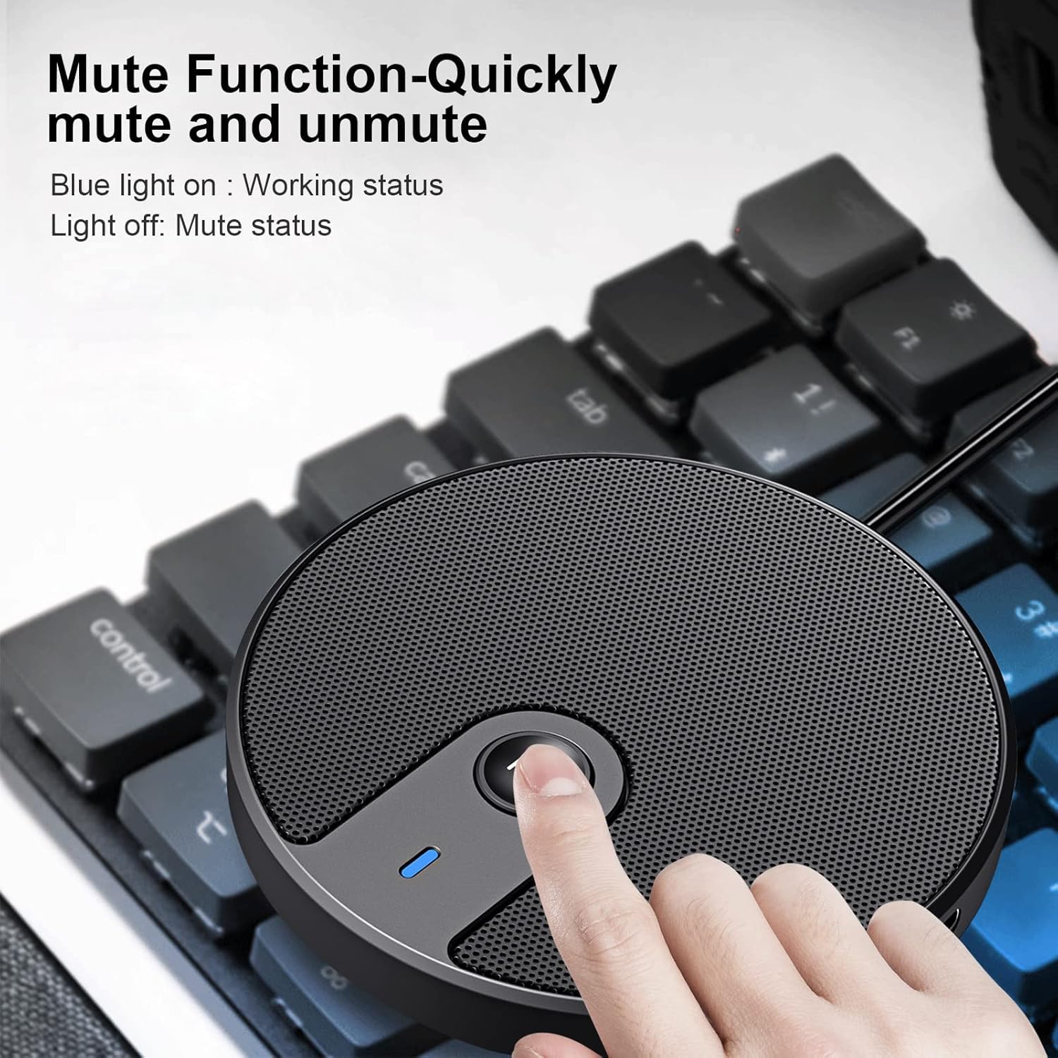 Veetop USB Conference Microphone for PC Laptop - 360° Omnidirectional Condenser Mic with Mute Button & Plug & Play - 3.5mm Aux Jack - Ideal for Zoom Meetings, Skype Calls, Webinars & Podcast Recording - Perfect for Home Office, Remote Work & Online Classes