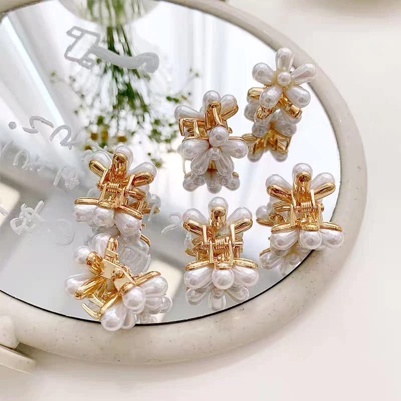 WALLMATE™ Mini Pearl Hair Clips for Women & Girls - 6 Pack Elegant Flower Pearl Bangs Clips, Wedding Hair Accessories | Perfect for Bridal, Prom, Party & Everyday Use