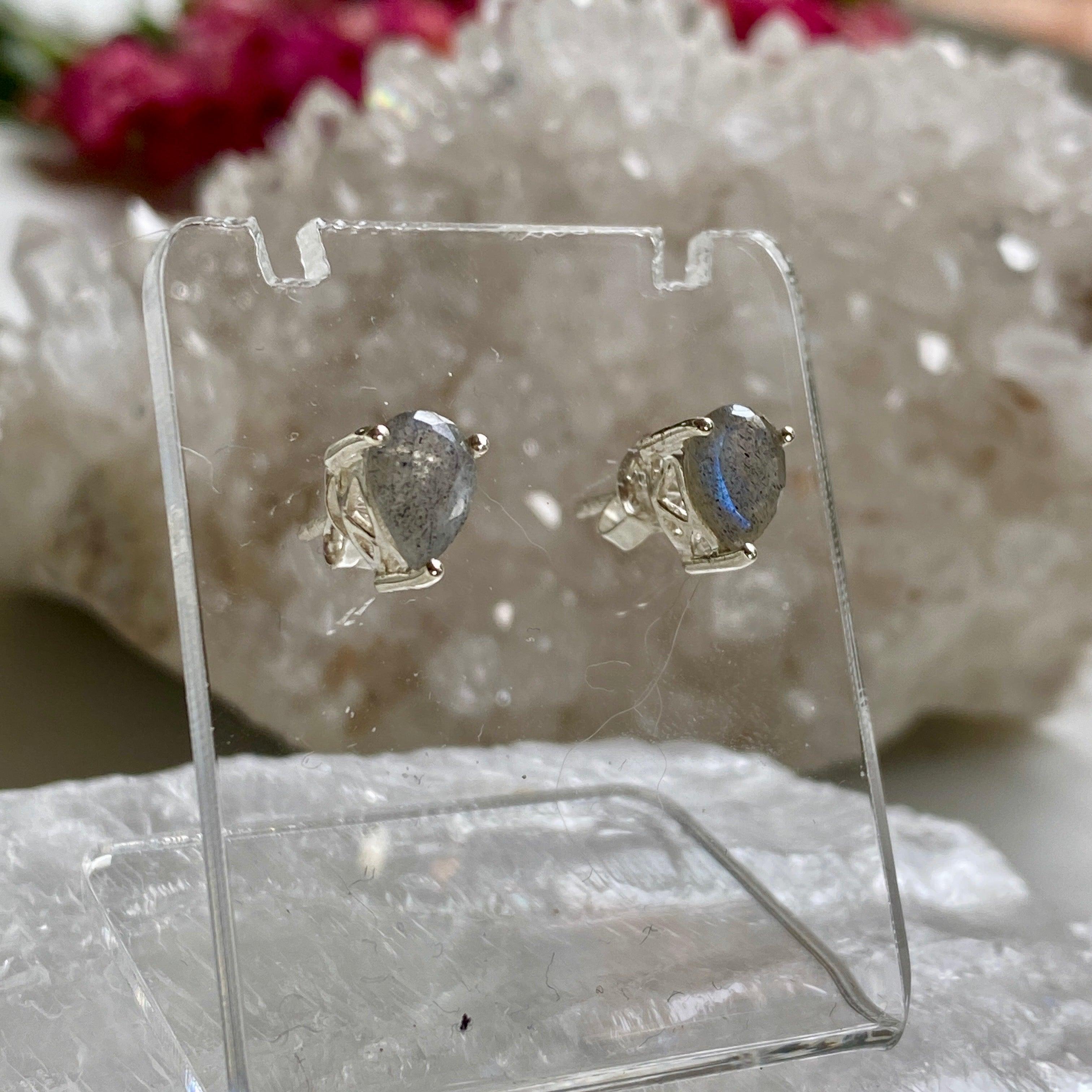 Labradorite Teardrop Stud Earrings KEGJ1039 - Elegant Gemstone Jewelry for Women, Perfect for Parties, Weddings & Everyday Wear