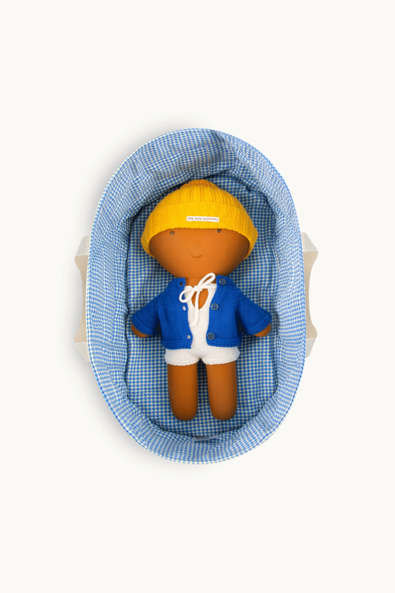 GOMMU Blue Vichy Large Portable Baby Carry Cot | Lightweight Travel Bassinet for Newborns | Perfect for Travel, Camping & Home Use