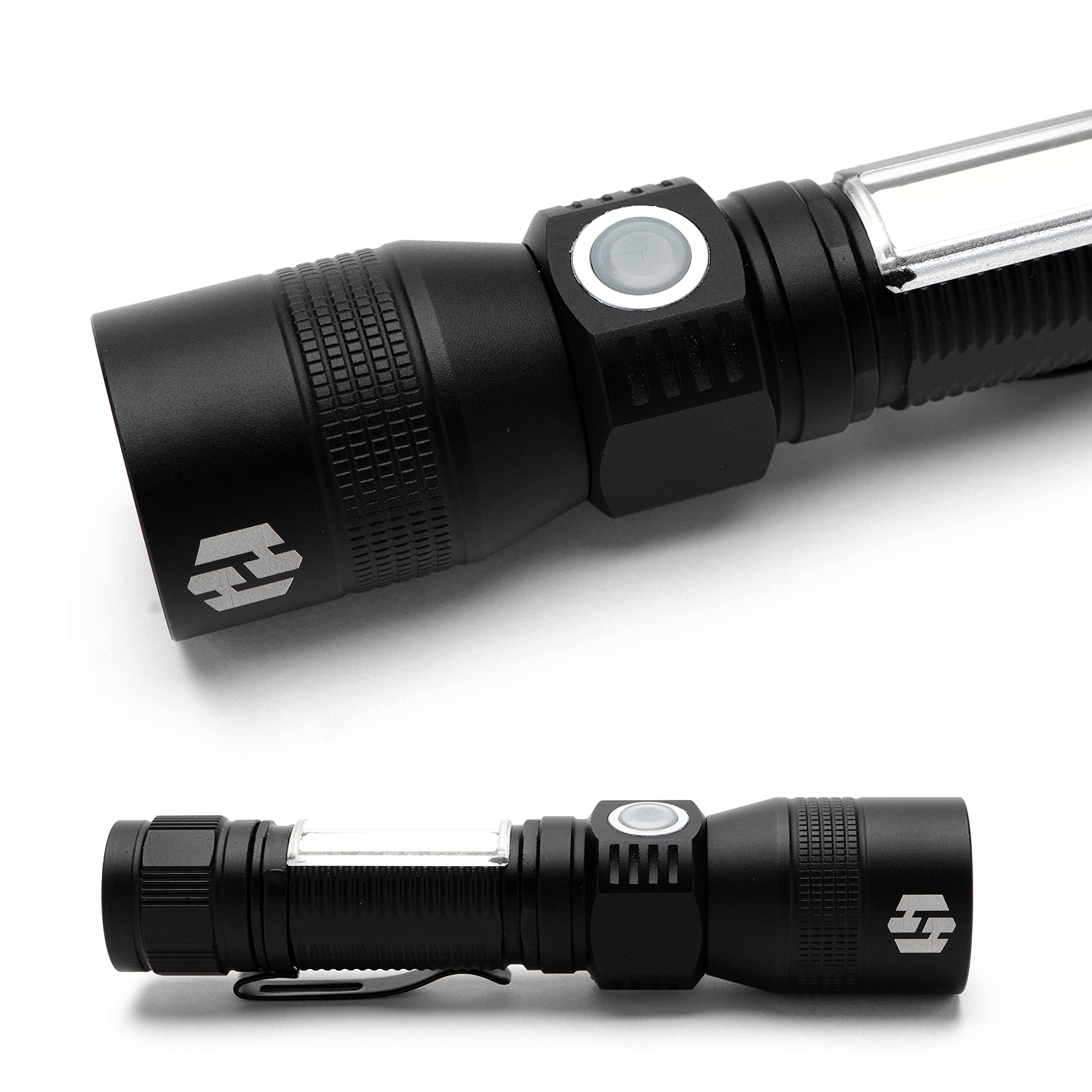 Hayvenhurst LED Flashlight - Compact Rechargeable Tactical Flashlight with 3 Modes | EDC Flashlight for Camping, Hiking & Emergency Power Outage | Durable Black Body