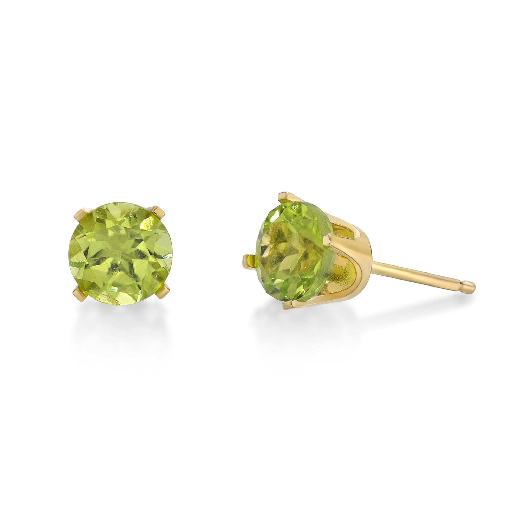 Natural Gemstone Round Stud Earrings for Women - 14k Yellow or White Gold Push Back 5mm Birthstone Jewelry by Lavari Jewelers | Perfect for Birthdays, Anniversaries & Everyday Elegance
