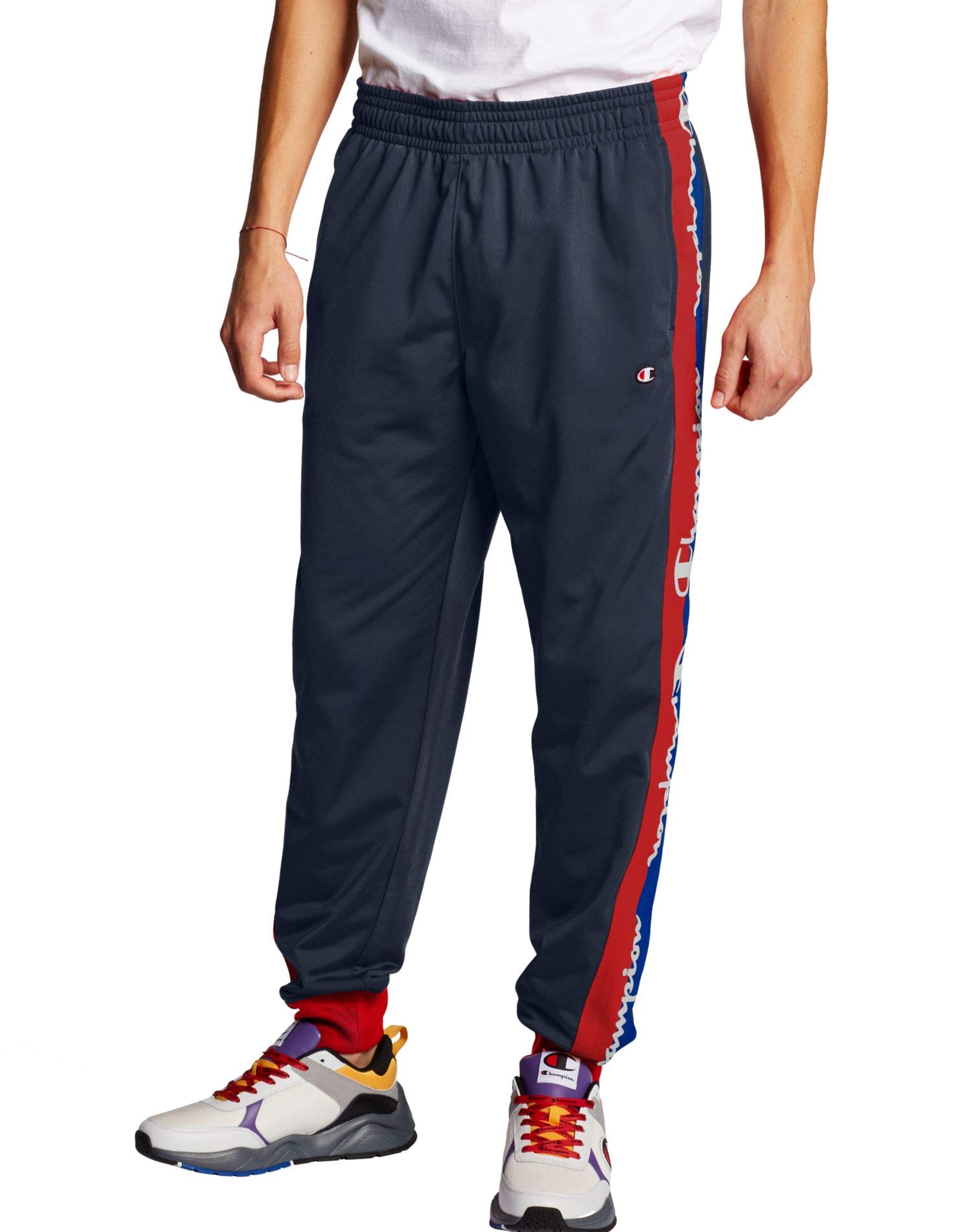 Champion Men's Performance Track Pants with Taping - Comfortable Athletic Joggers for Running & Training - 29