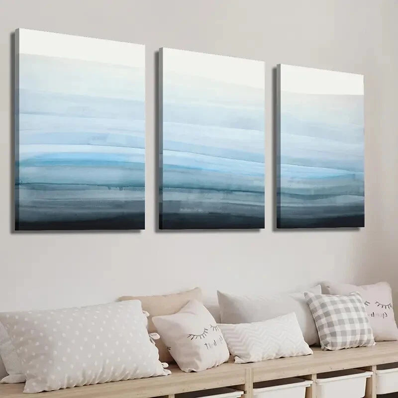 3-Piece Abstract Coastal Misty Landscape Wall Art Set - Framed Canvas 40x60cm (16x24in) - High Quality Print - 100% Australian Made - Ready to Hang - Perfect for Living Room, Bedroom & Office Decor