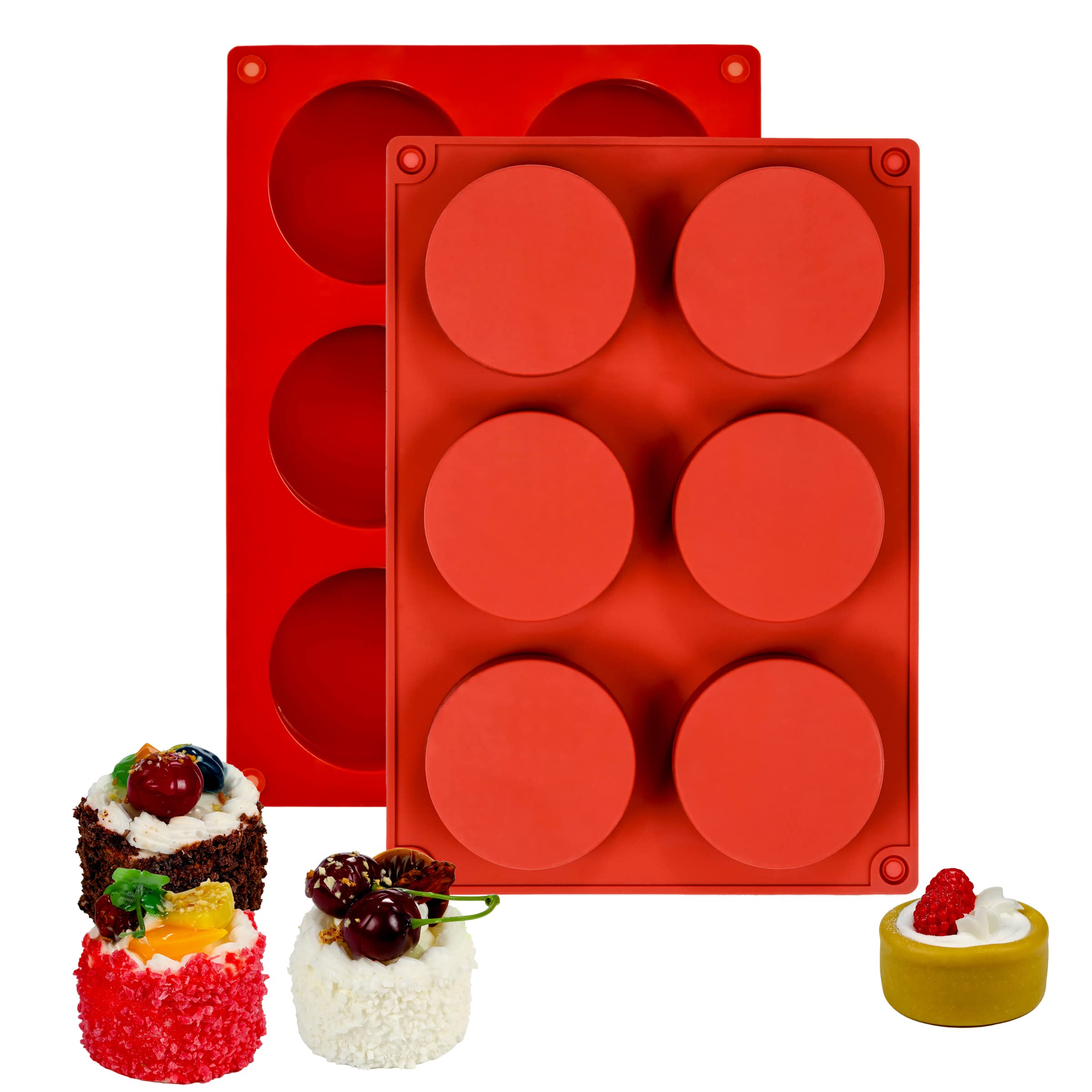 Premium Silicone Baking Molds - Round Cylinder Chocolate Candy Molds for Oreos, Cupcakes, Puddings & DIY Soap Making (2-Pack, Brown) | Perfect for Holiday Treats, Birthday Parties & Homemade Gifts
