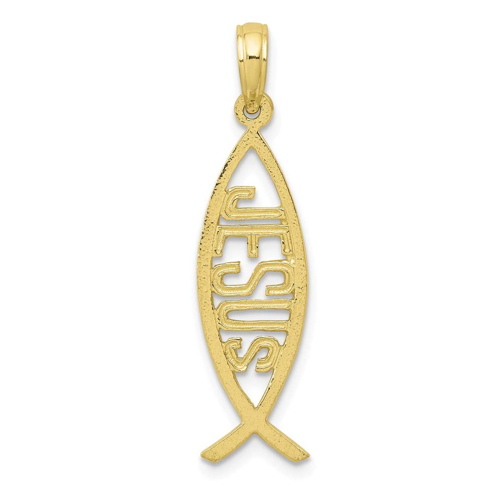 10K Yellow Gold Ichthus Fish Jesus Pendant Necklace - Religious Christian Jewelry Gift for Baptism, Confirmation & Faith Expression
