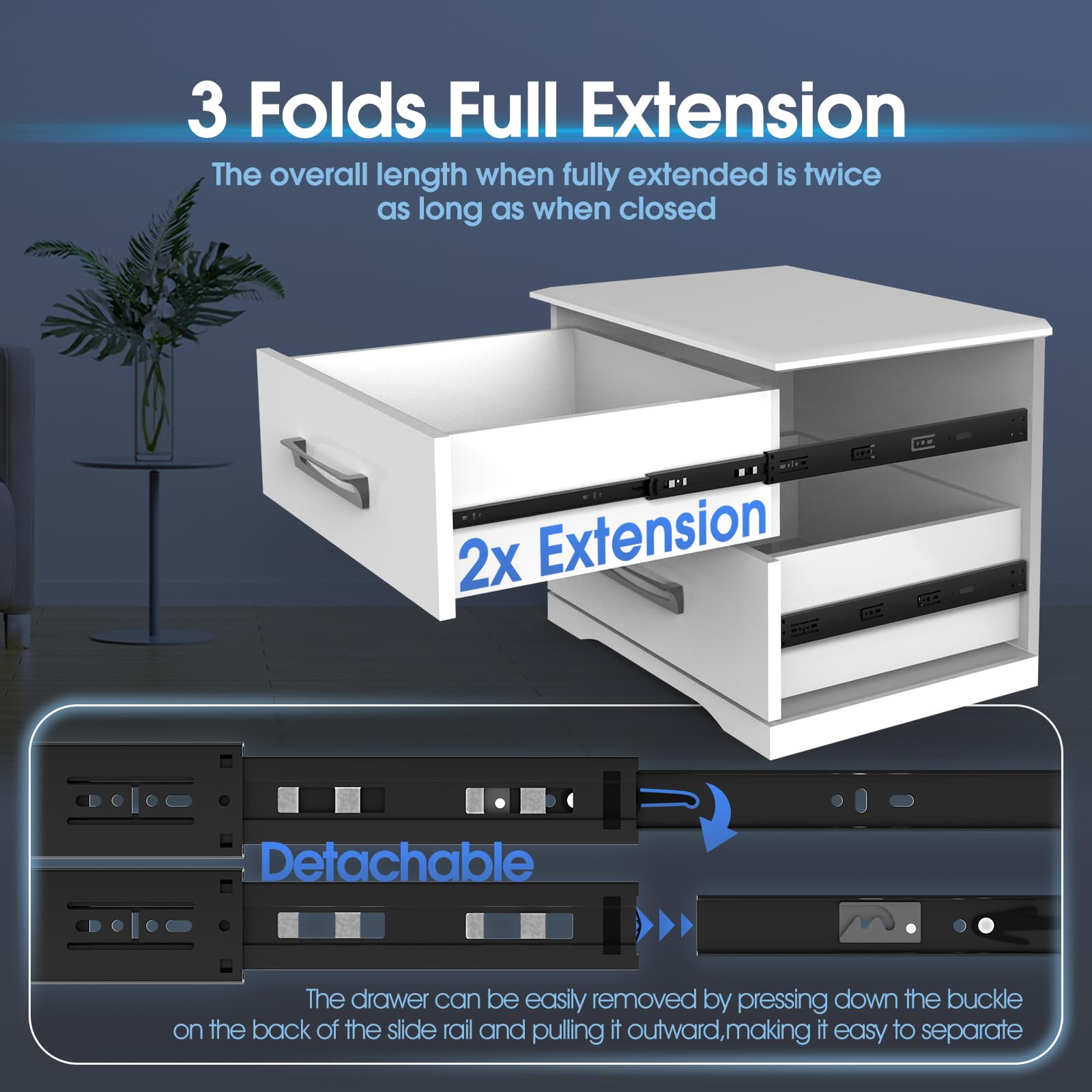 SHUHANG 12-24 Inch Soft Close Drawer Slides Rails - Ball Bearing Full Extension Heavy Duty Side Mount Glides (100 LB Capacity) - Black - Perfect for Kitchen Cabinets, File Cabinets, Dressers & Trash Cans