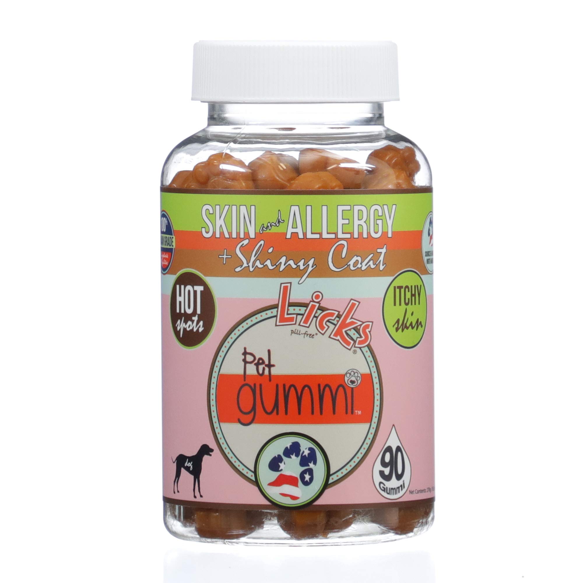 Omega 3 Dog Allergy Relief Gummies - Skin & Itch Relief Supplement with Turmeric for Dogs - 90 Chewable Vitamins for Healthy Coat & Skin - Perfect for Seasonal Allergies & Dry Skin Care