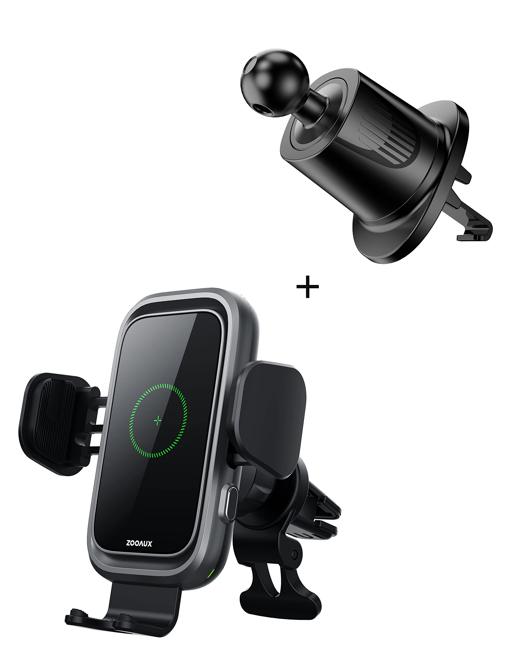 ZOOAUX 15W Fast Wireless Car Charger with Cooling Fan & Universal Air Vent Mount - Perfect for iPhone, Samsung, Google Pixel (Car Phone Holder, Road Trip Essentials, Commuting Accessories)