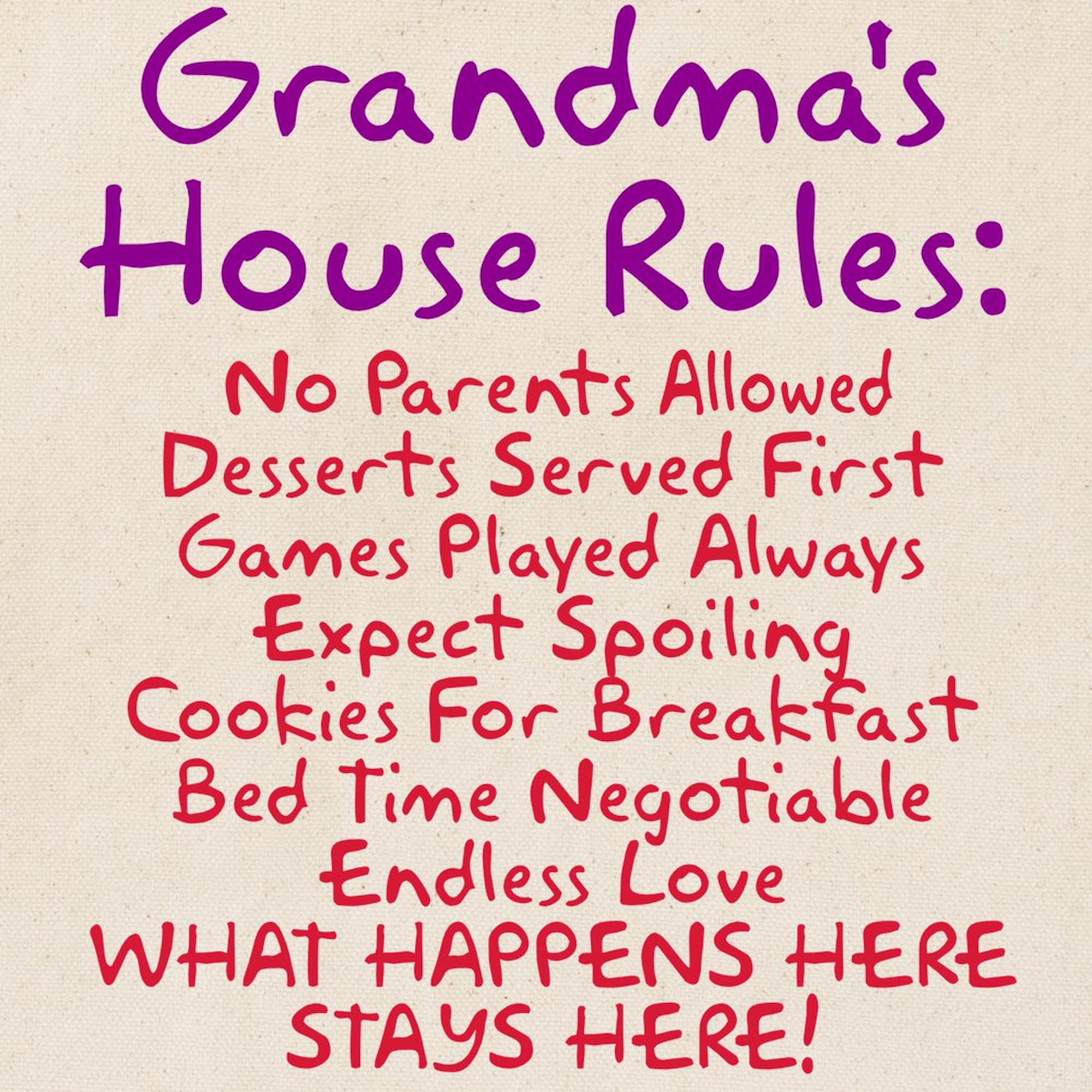 Grandma's House Rules Tote Bag - Natural Canvas Reusable Shopping Bag for Groceries, Beach & Everyday Use | Funny Gift Idea for Grandparents