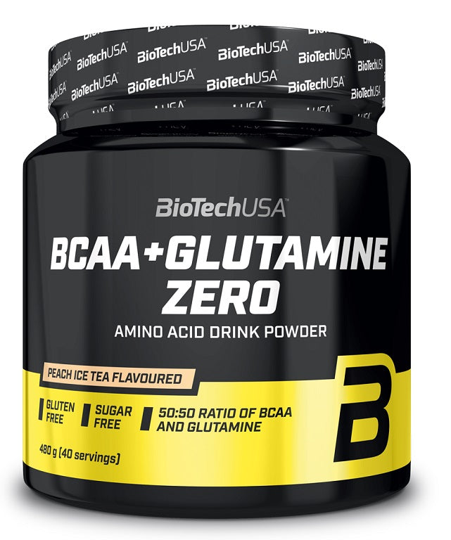 BioTechUSA BCAA + Glutamine Zero Powder - 480g Orange Flavor for Muscle Recovery & Endurance | Pre & Post Workout Supplement for Athletes & Fitness Enthusiasts
