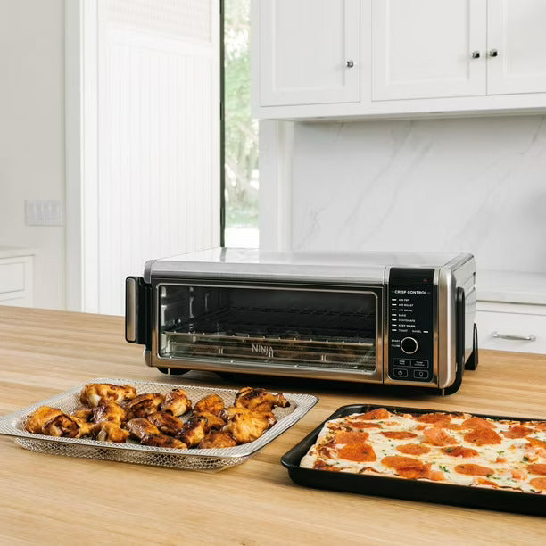 Ninja SP100 Digital Air Fry Countertop Oven - 6-in-1 Multi-Function Toaster Oven with Air Fry, Bake, Broil, Toast, Roast & Reheat | Includes Air Fry Basket, Wire Rack & Crumb Tray | Space-Saving Flip-Up Design | Perfect for Small Kitchens, Dorms & Apartments | Silver