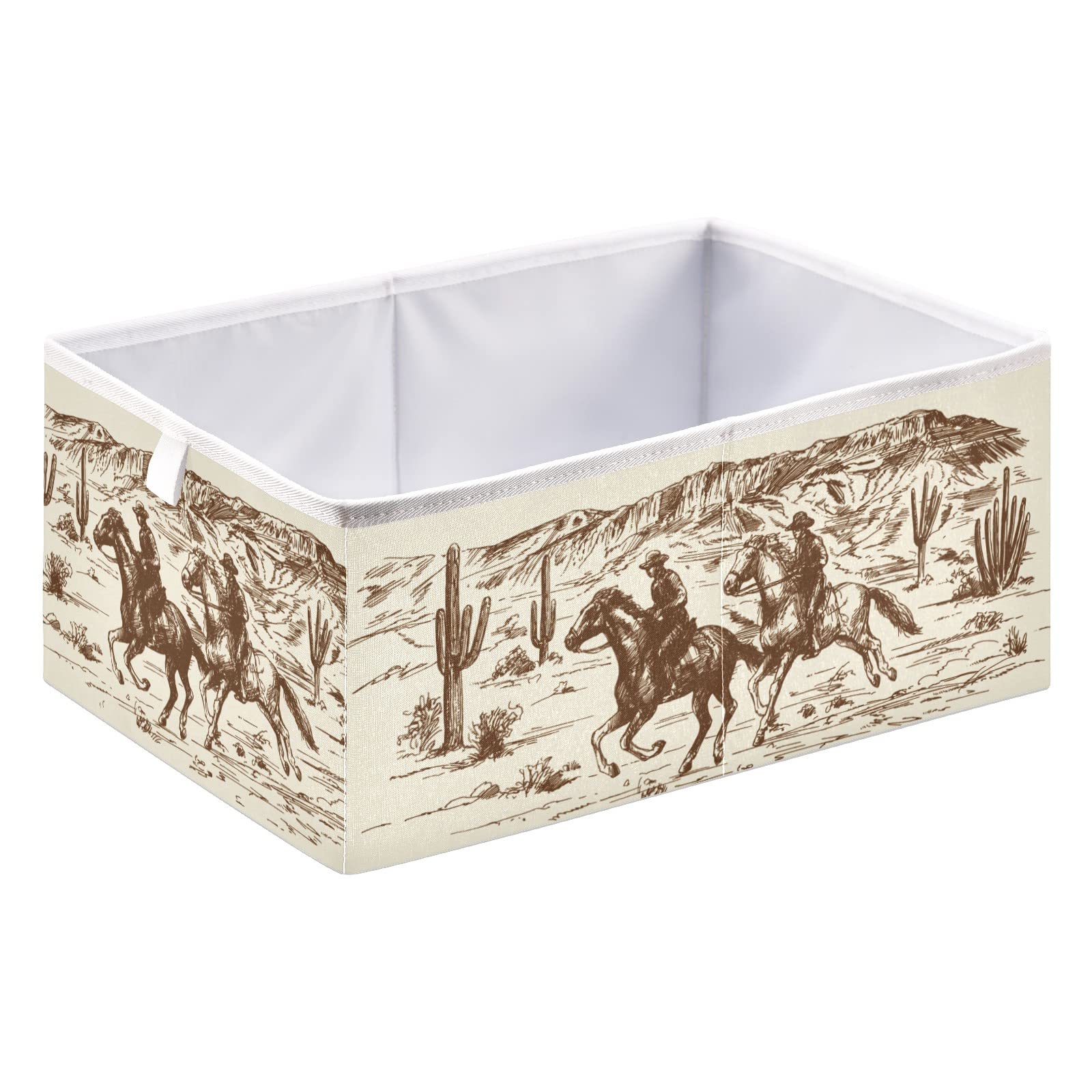 Foldable Collapsible Storage Baskets for Shelves - 16 x 11 Inch Organizer Bins with Handles for Clothes, Toys, Books | Home, Office & Pantry Organization | Durable & Stylish Storage Solution for American Cowboys Decor
