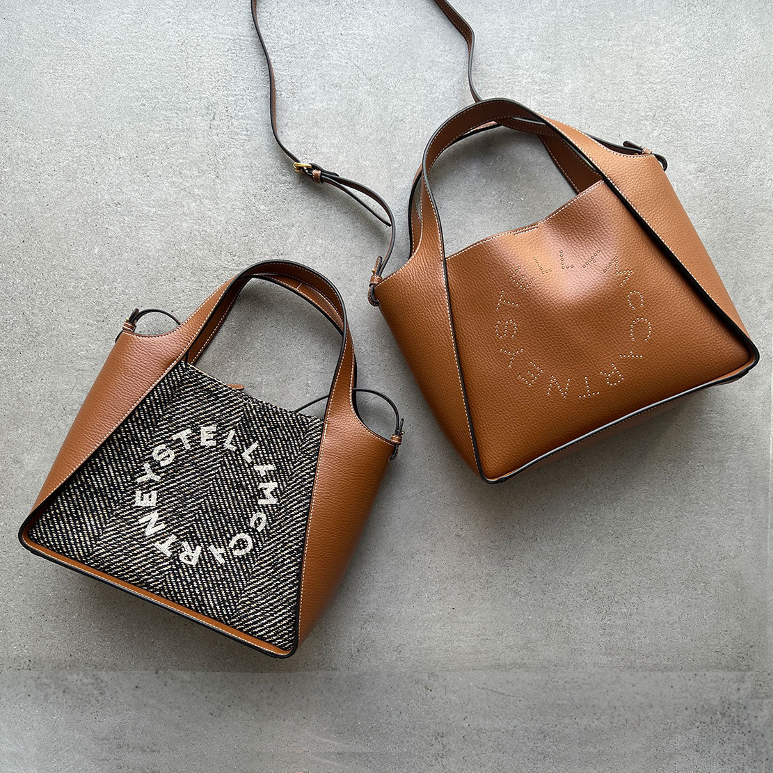 Stella & Dot Logo Tote Bag with Crossbody Strap, Genuine Leather, Pecan Brown - Perfect for Work, Travel, and Everyday Use