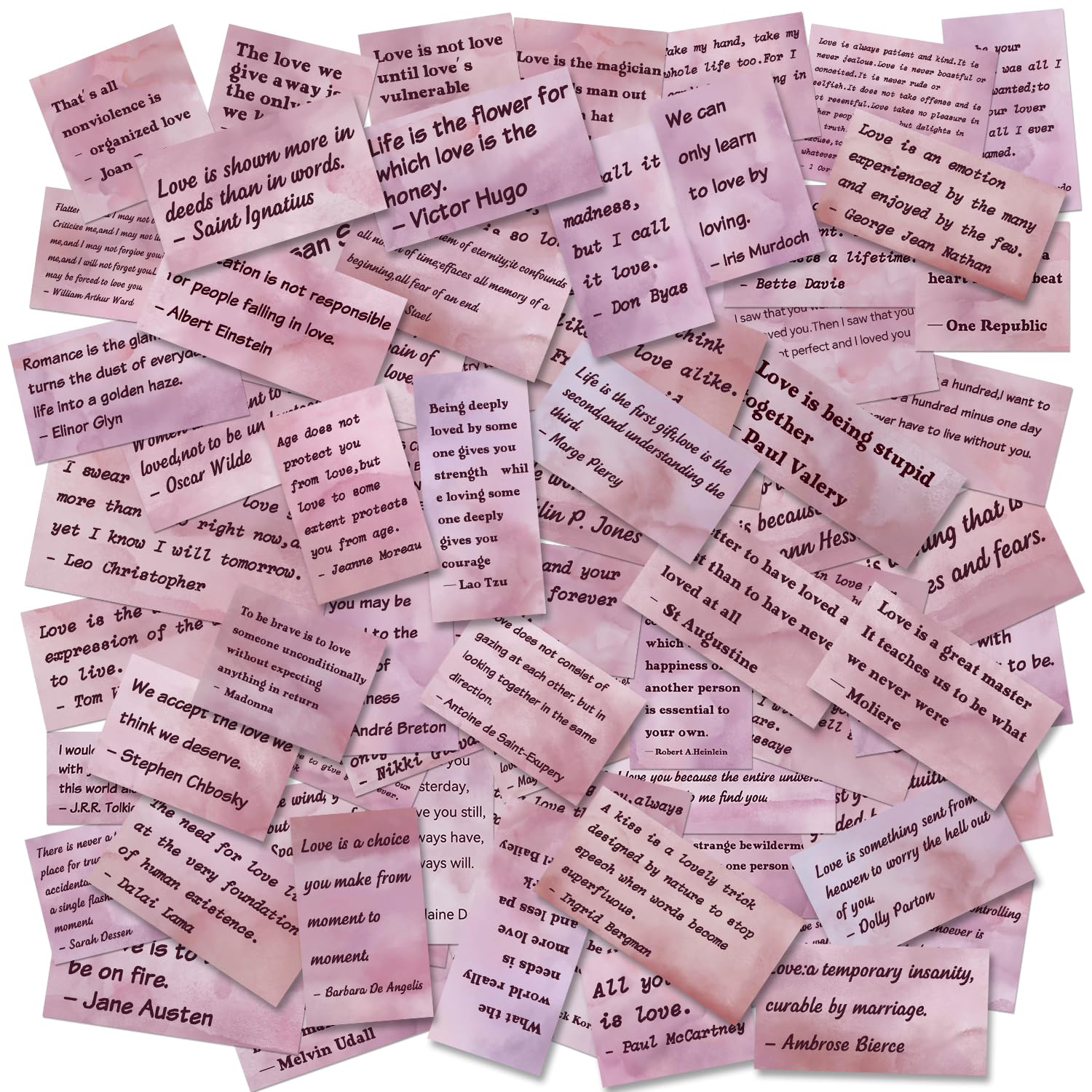 100-Piece Vintage Love & Literary Quote Stickers - Famous Words for Scrapbooking, Bullet Journal, Junk Journal - Perfect for DIY Crafts, Planner Decoration & Gift Wrapping