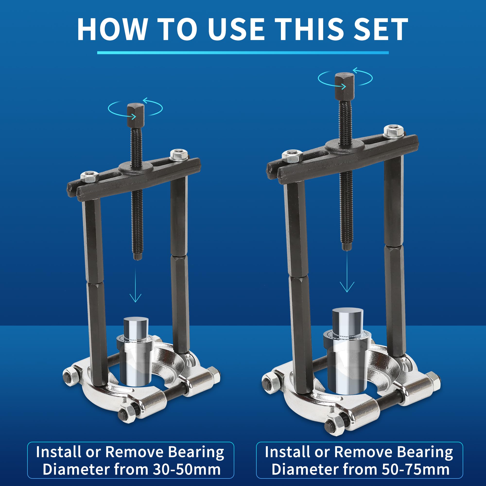 14-Piece Heavy Duty Bearing Puller Set - 5 Ton Capacity Bearing Splitter Tool Kit with 2