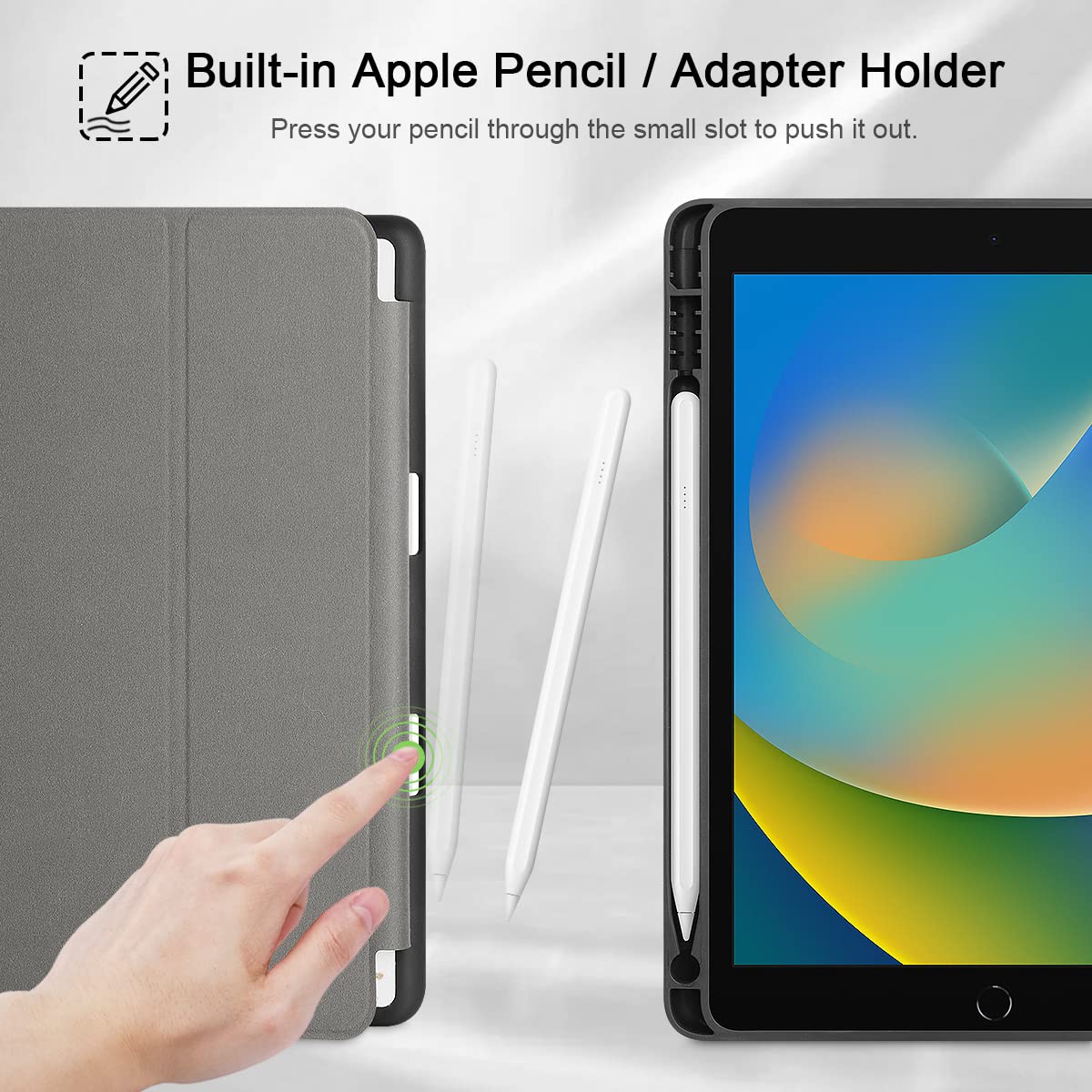 Premium iPad 10.2 Case (2021/9th Gen & 2020/2019/8th/7th Gen) - Trifold Stand with Built-in Pencil Holder, Auto Wake/Sleep & TPU Protection - Floral Design for Work, School & Travel