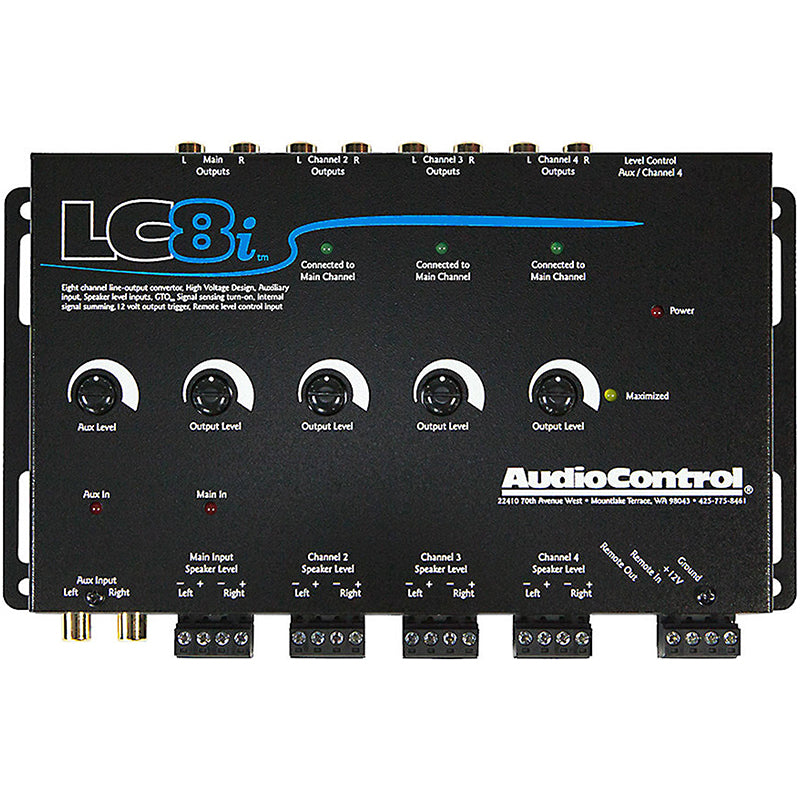 AudioControl LC8i (Black) 8 Channel Line Output Converter with Auxiliary Input - Premium Car Audio System Integration for Amplifiers & Subwoofers