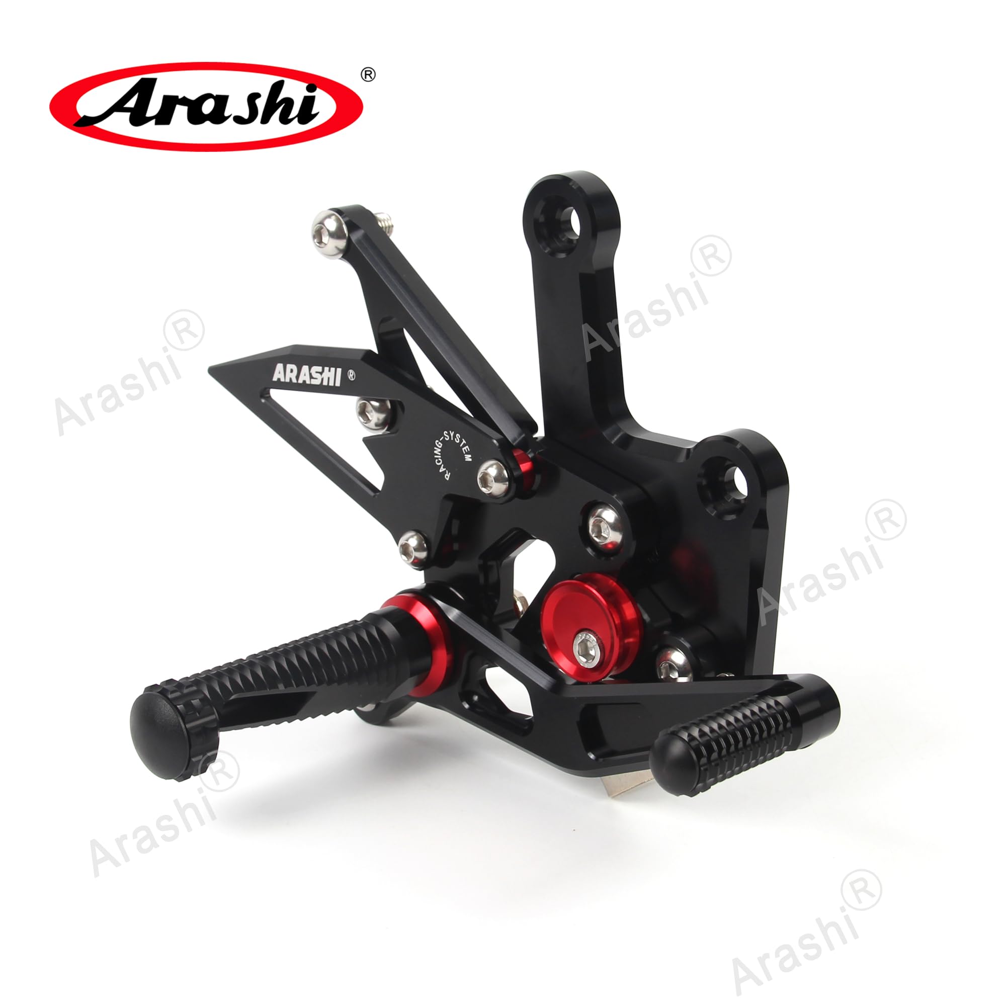 Arashi V2.0 Adjustable Rear Sets Foot Pegs for Kawasaki Ninja ZX4R 2023 / ZX4RR 2022-2024 / ZX25R 2020-2023 - Black Motorcycle Racing Footrests - Perfect for Track Days, Street Riding & Performance Upgrades