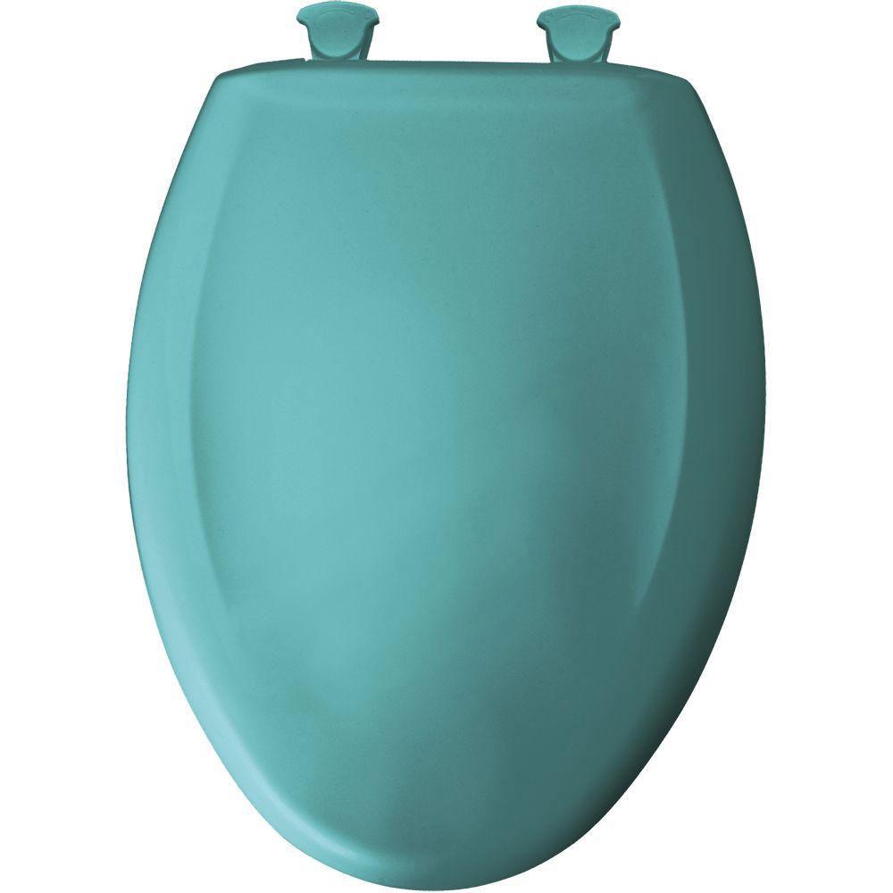 Bemis Slow Close STA TITE Elongated Toilet Seat with Closed Front - Classic Turquoise (Model 428081) - Perfect for Bathroom Renovations & Modern Home Decor