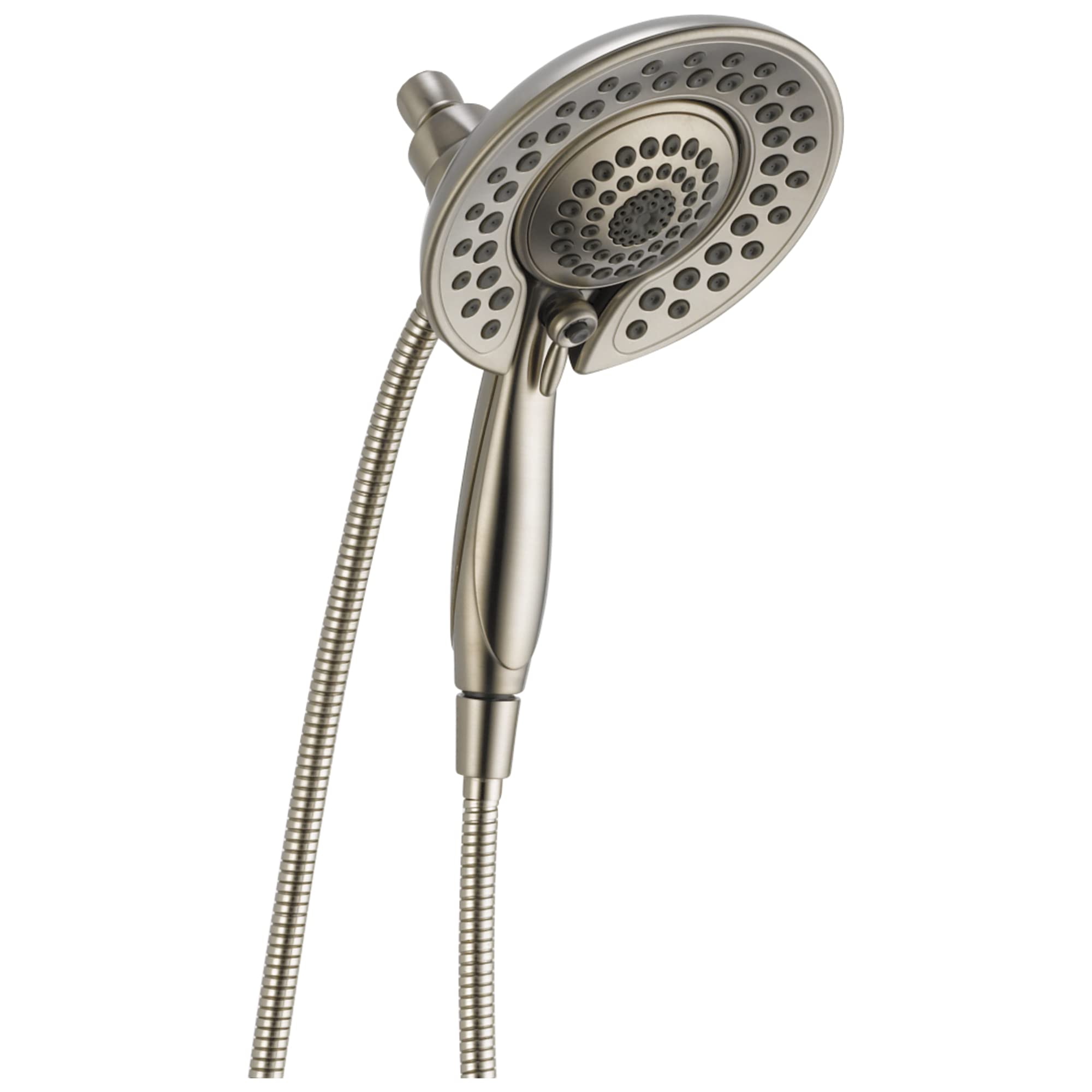 Delta Faucet 5-Spray In2ition 2-in-1 Dual Shower Head with Handheld Spray - Brushed Nickel Handheld Shower Head with Hose, 1.75 GPM Water-Saving Showerhead, Lumicoat Stainless Steel Finish (Model 58569-SS-PR-PK) - Perfect for Bathroom Renovation & Spa-Like Shower Experience