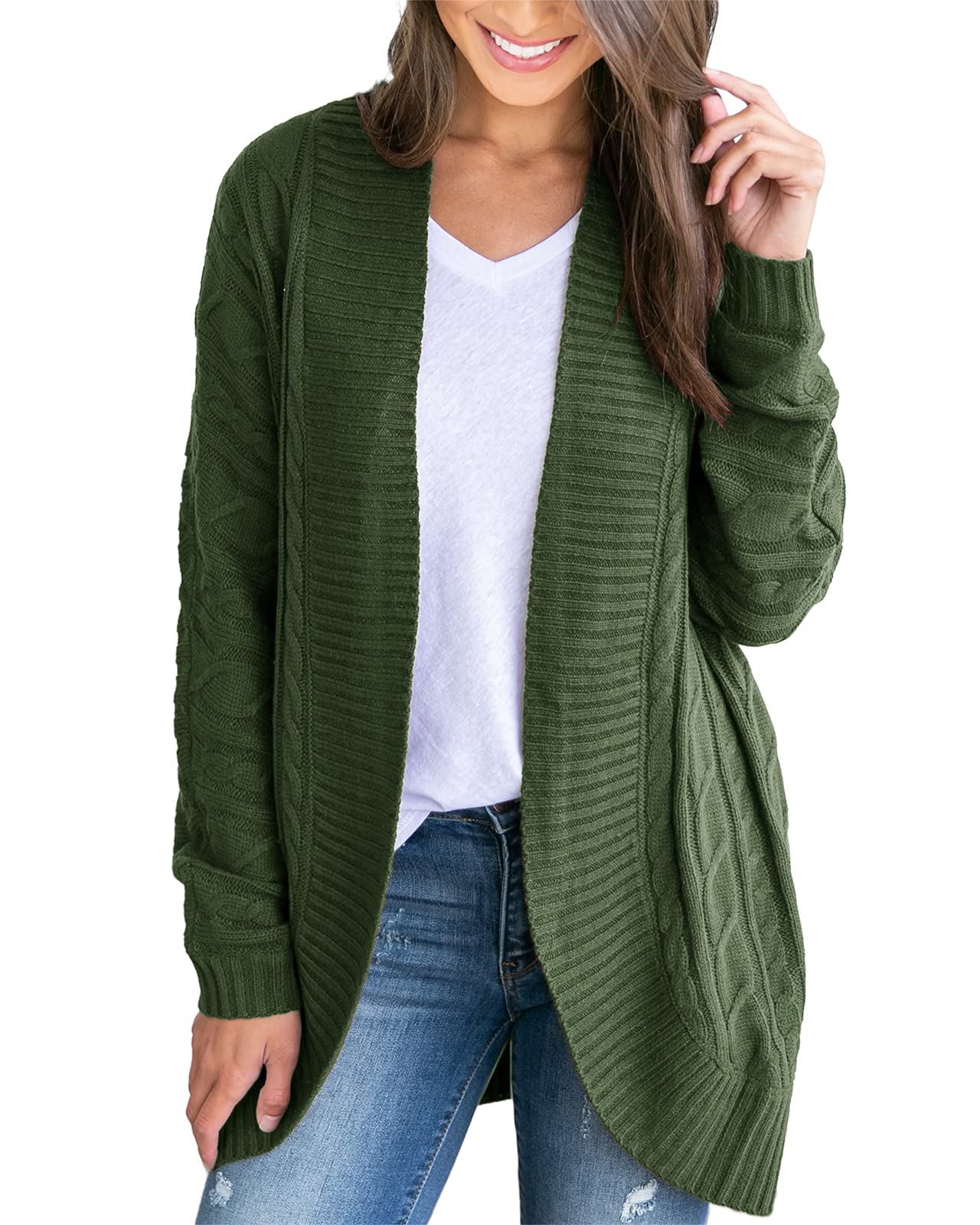 Women's Lightweight Open Front Cardigan - Long Sleeve Loose Knit Sweater with Pockets | Casual Comfort Wear for Office, Lounge & Fall Layering