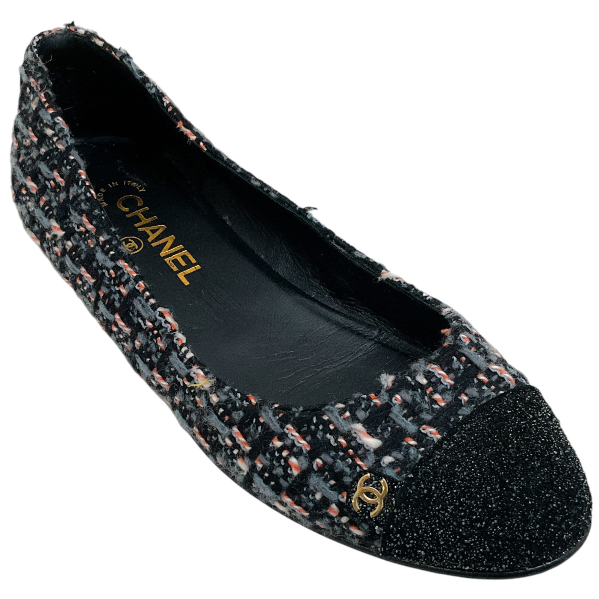 Chanel Grey Tweed Cap Toe Ballet Flats for Women - Classic Luxury Designer Shoes for Casual Wear & Office Outfits