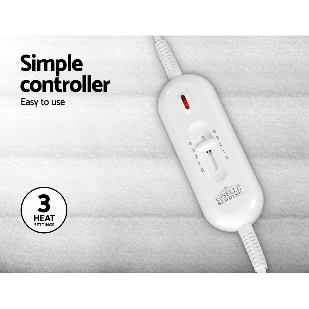 Giselle Single Size Electric Blanket - Soft Polyester Heating Blanket for Winter Warmth - Perfect for Bed, Couch & Home Use