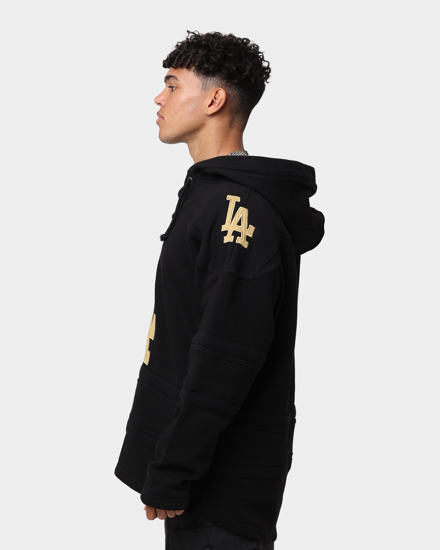 47 Brand Los Angeles Dodgers Superior Lacer Hoodie Black/Gold - Men's Baseball Fan Zip-Up Jacket for Casual Wear & Game Day Outfits